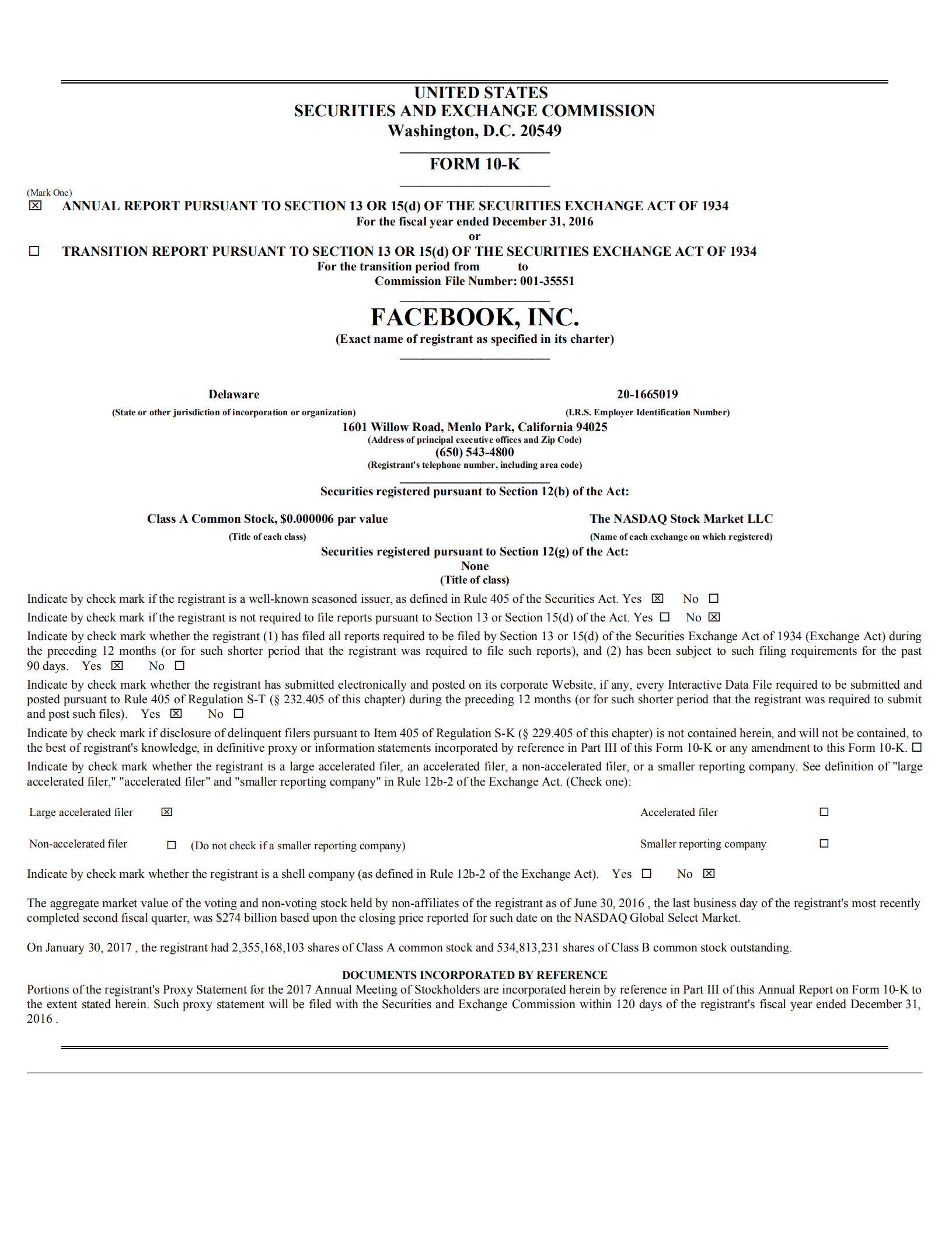 Facebook公司（FACEBOOK）2017财年年度报告（英文版）.pdf 第1页