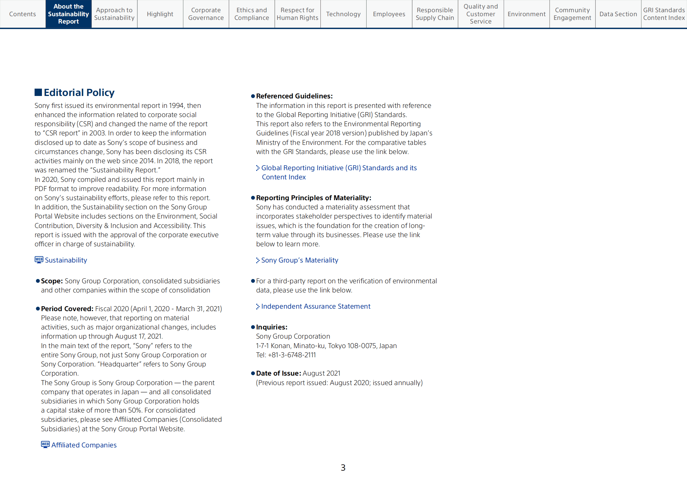 索尼（SONY）2021年可持续发展报告（英文版）.pdf 第4页