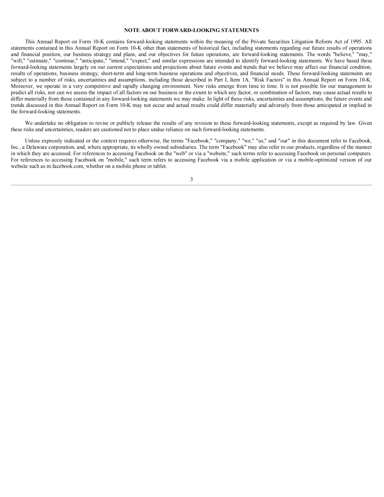 Facebook公司（FACEBOOK）2018财年年度报告（英文版）.pdf 第4页