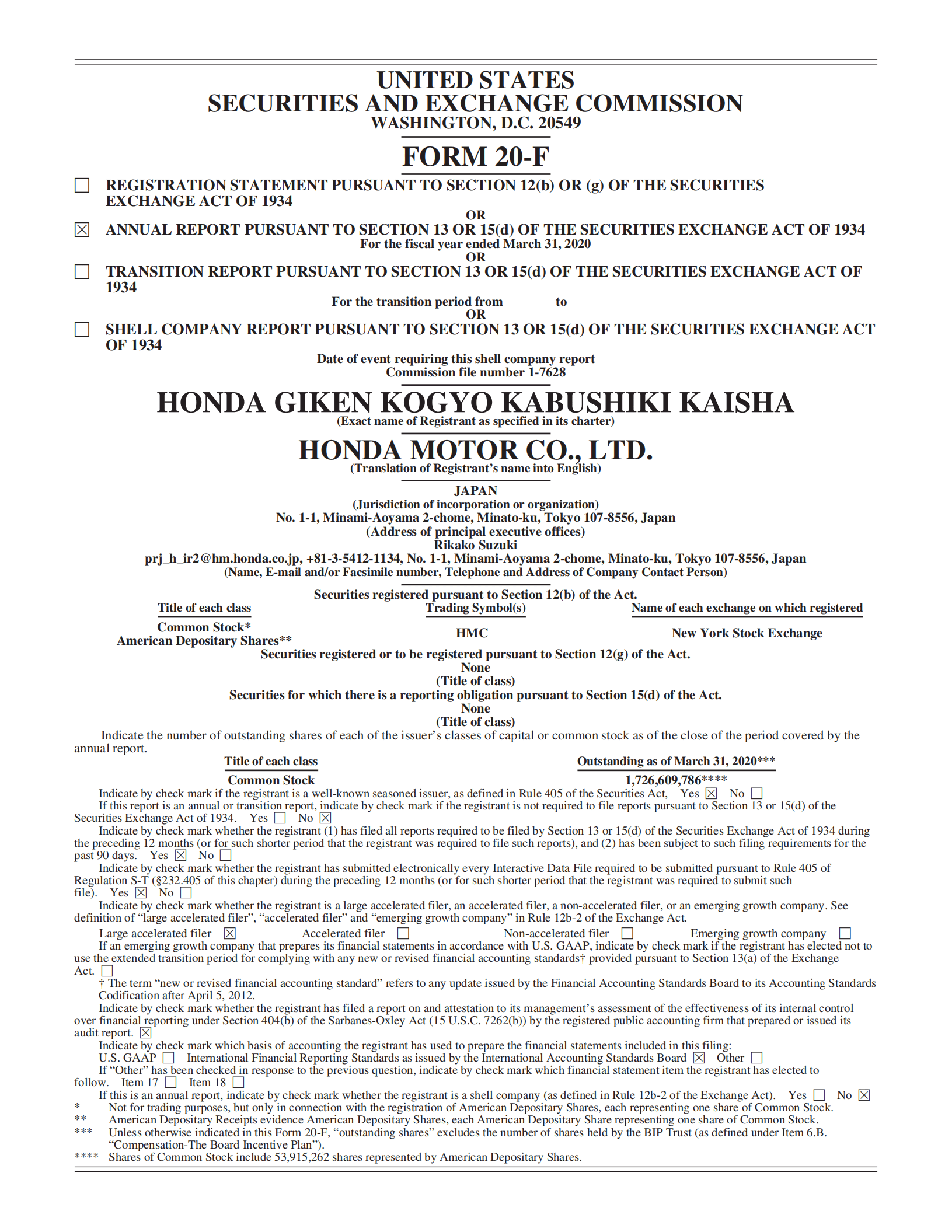 本田汽车（HONDA MOTOR）2020财年年度报告（英文版）.pdf 第1页