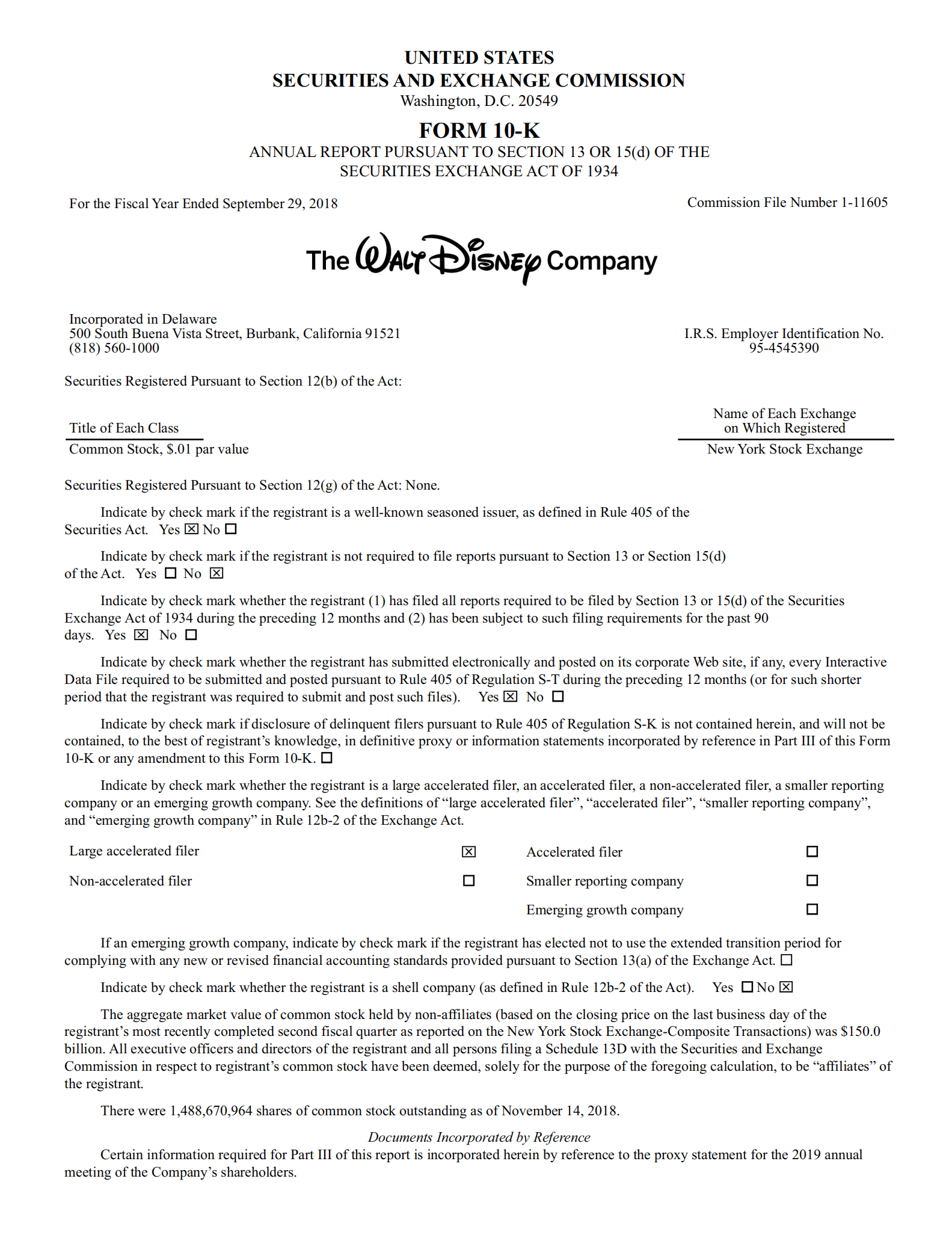 华特迪士尼公司（WALT DISNEY）2018财年年度报告（英文版）.pdf 第2页