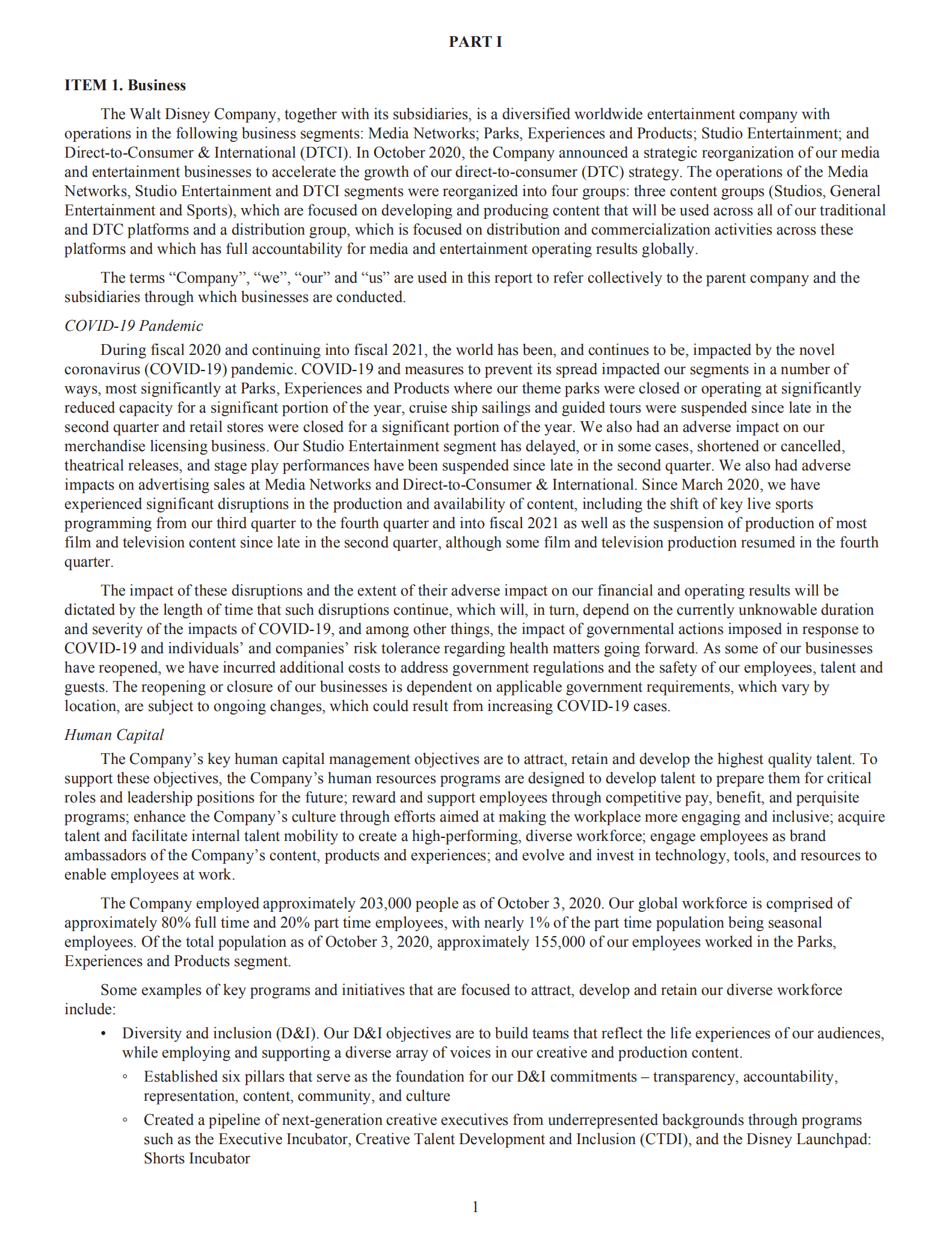 华特迪士尼公司（WALT DISNEY）2020财年年度报告（英文版）.pdf 第4页