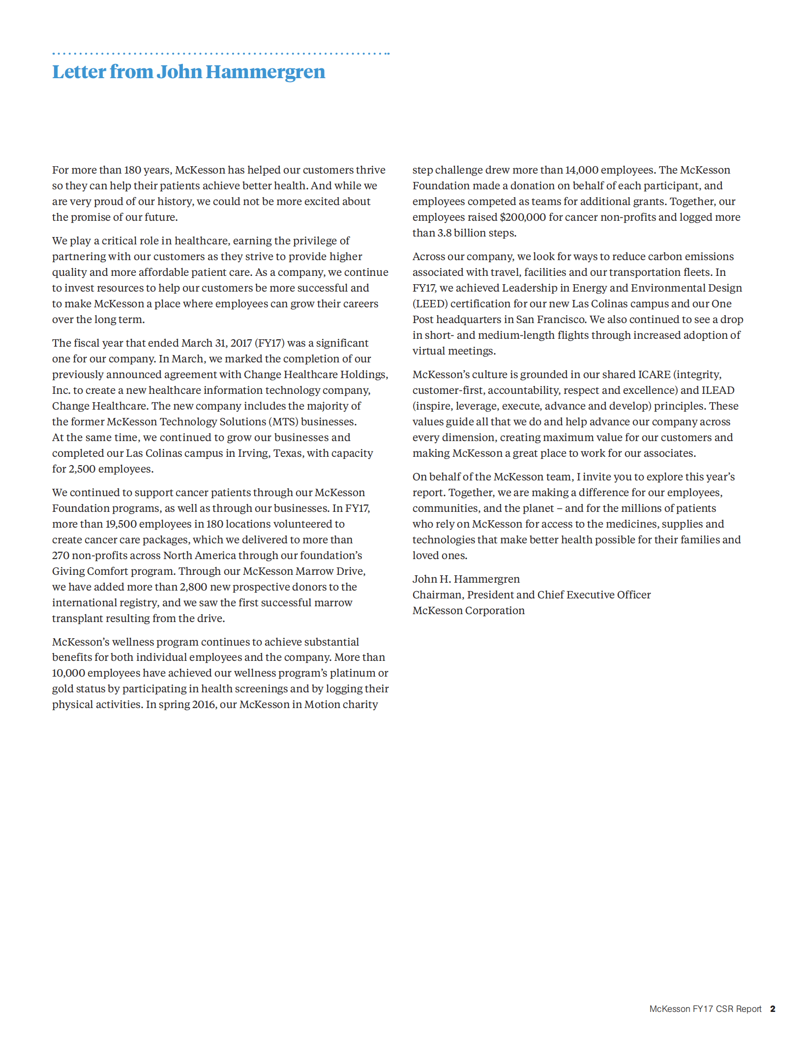 麦克森公司（MCKESSON）2017财年企业社会责任报告（英文版）.pdf 第2页