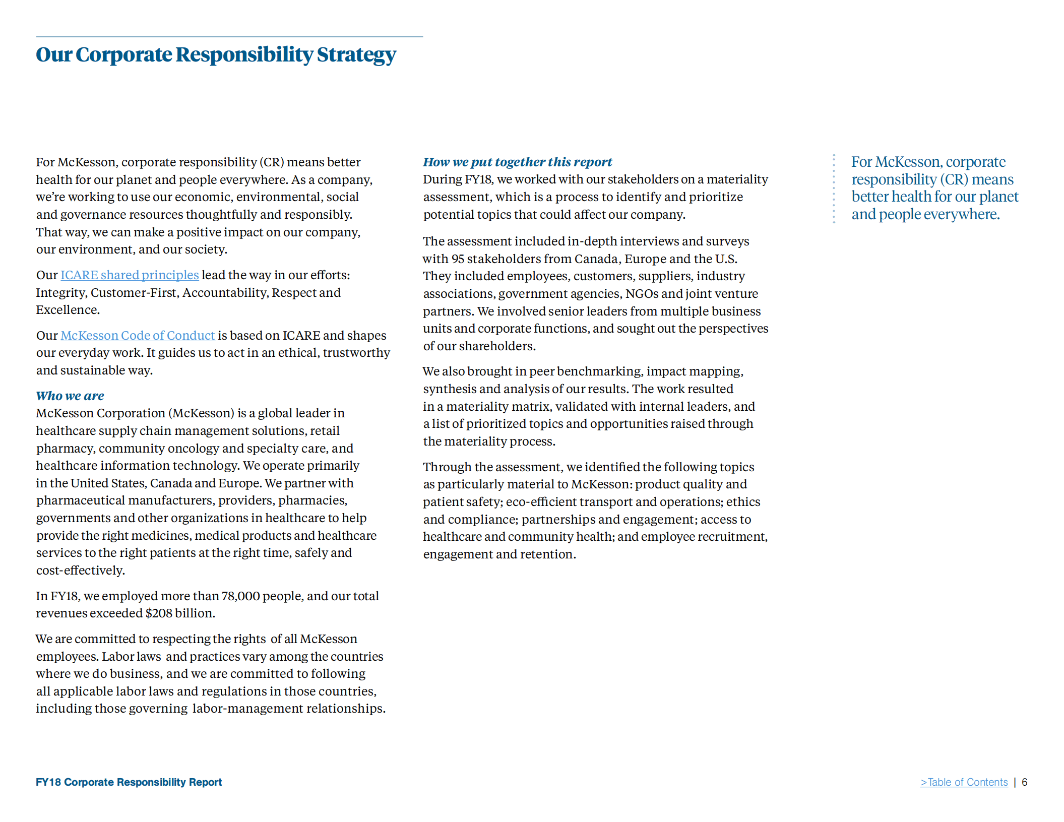 麦克森公司（MCKESSON）2018财年企业社会责任报告（英文版）.pdf 第6页