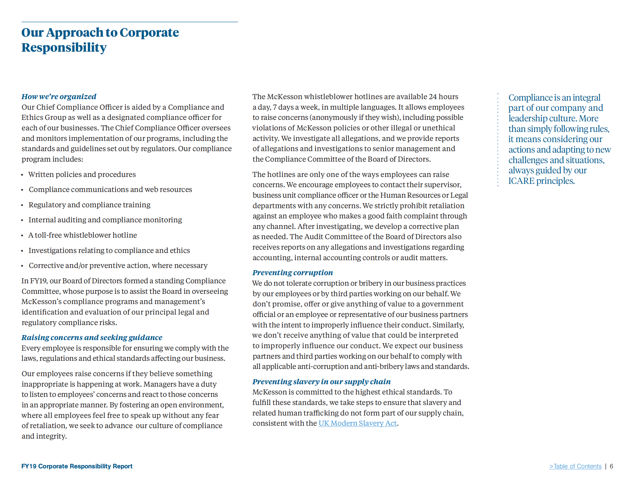 麦克森公司（MCKESSON）2019财年企业社会责任报告（英文版）.pdf 第6页