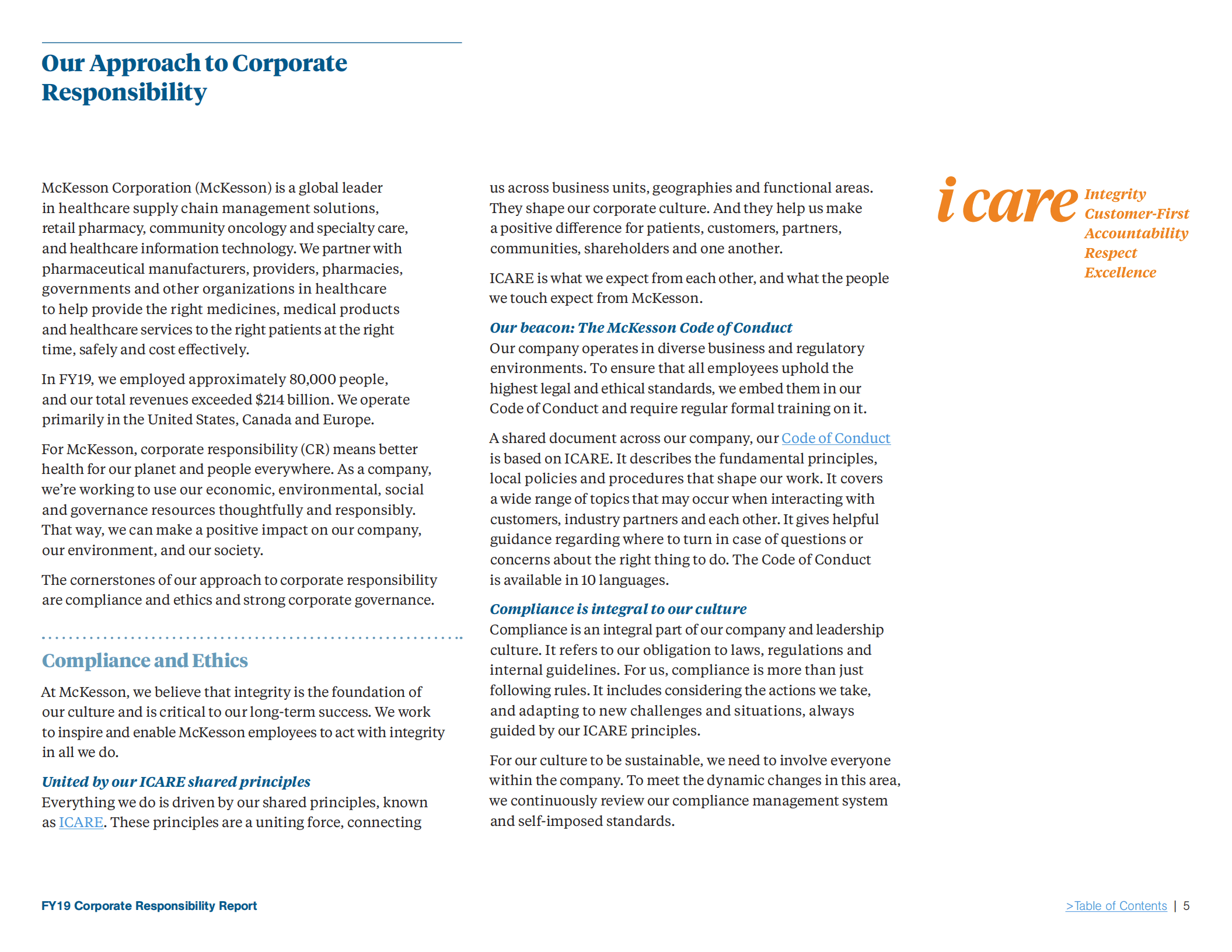 麦克森公司（MCKESSON）2019财年企业社会责任报告（英文版）.pdf 第5页