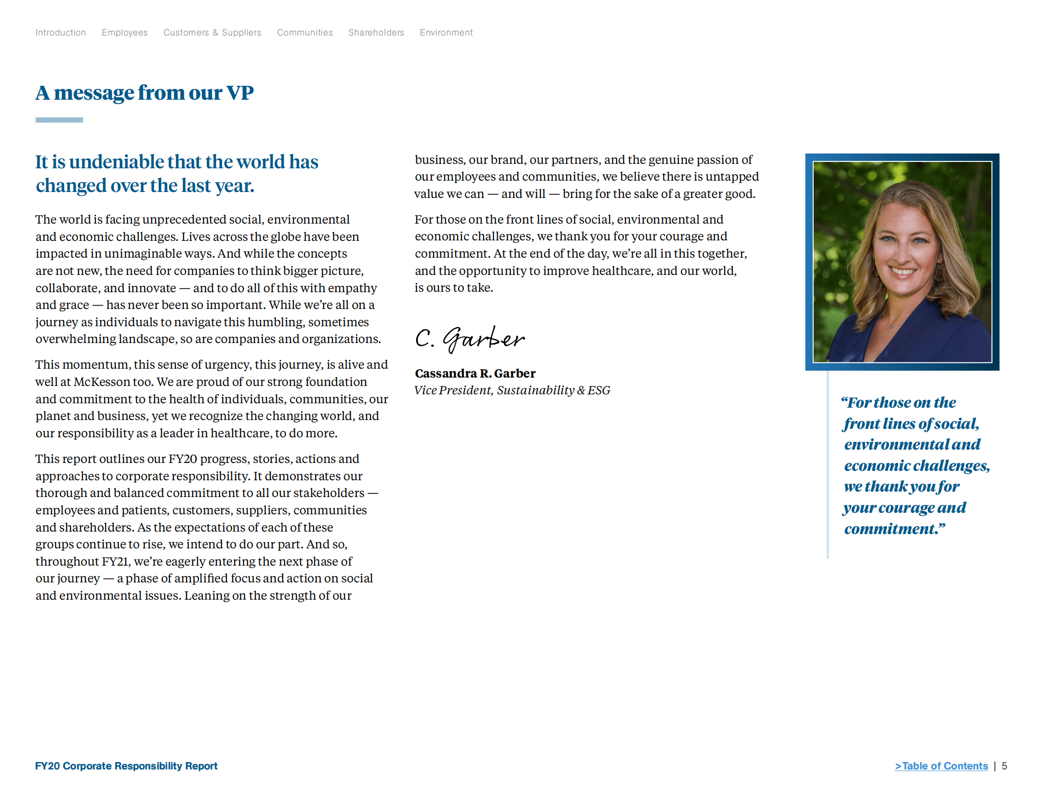 麦克森公司（MCKESSON）2020财年企业社会责任报告（英文版）.pdf 第5页