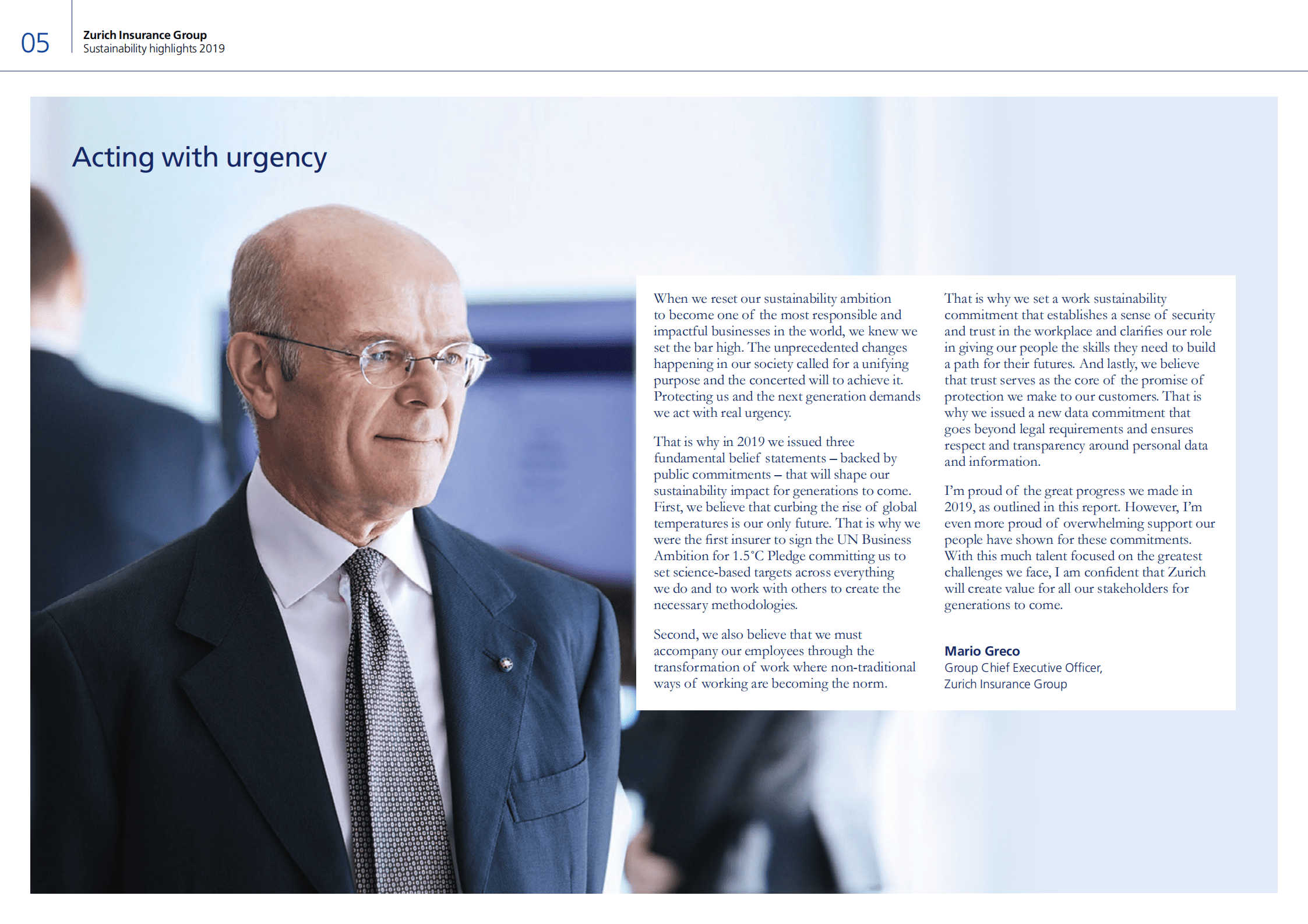 苏黎世保险集团（Zurich Insurance Group）2019年可持续发展报告（英文版）.pdf 第5页
