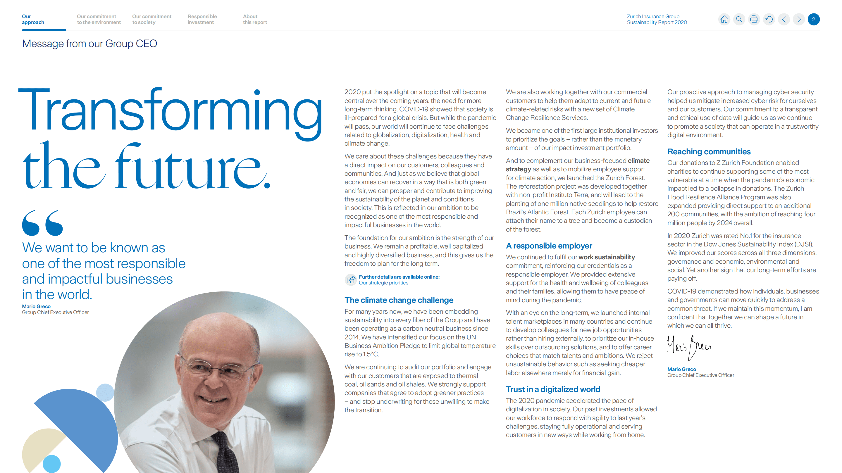 苏黎世保险集团（Zurich Insurance Group）2020年可持续发展报告（英文版）.pdf 第4页