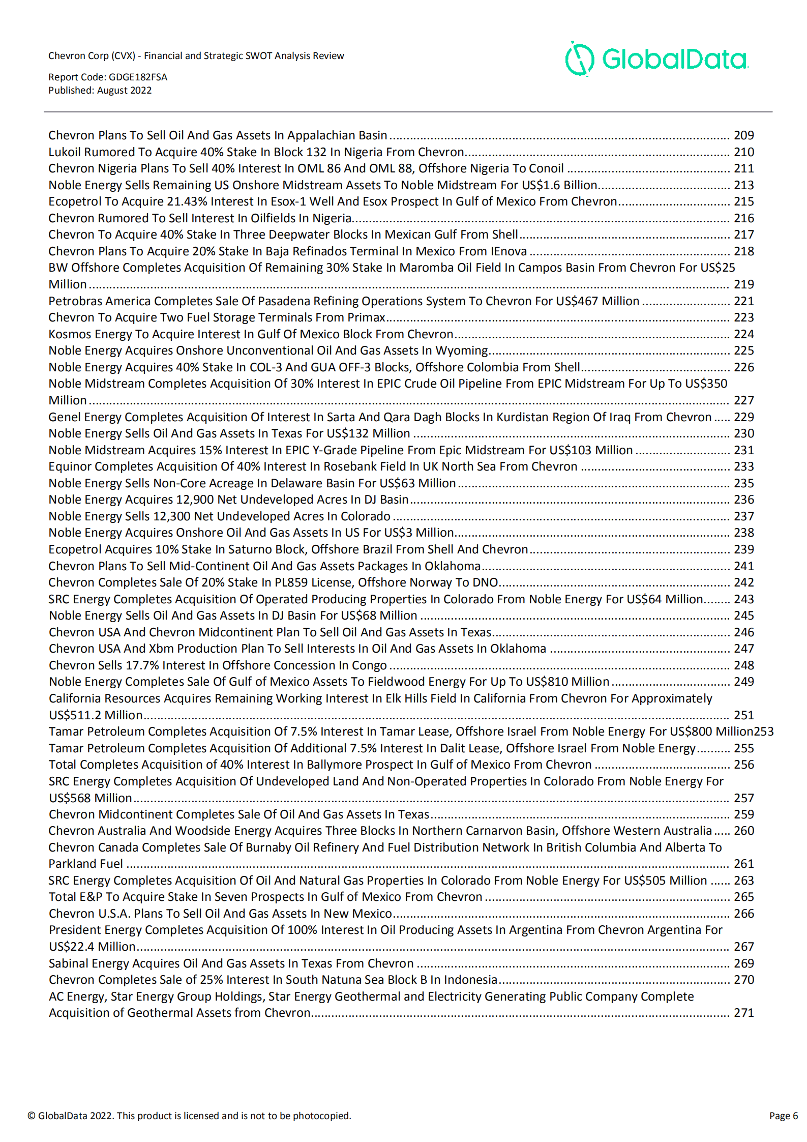 GlobalData：雪佛龙（CHEVRON）公司财务状况与SWOT战略分析综述报告（英文版）.pdf 第6页