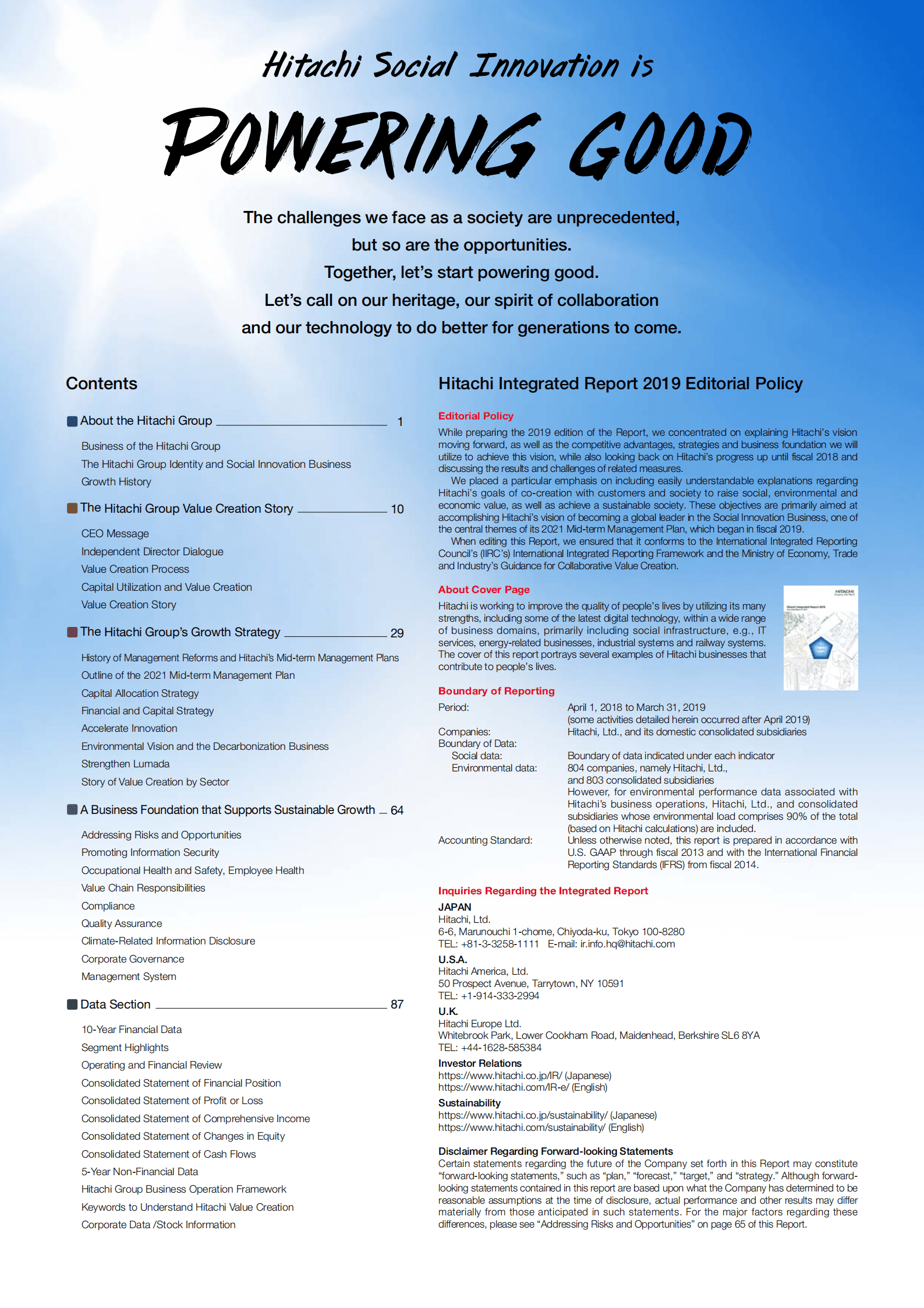 日立（HITACHI）2019年年度报告（英文版）.pdf 第2页