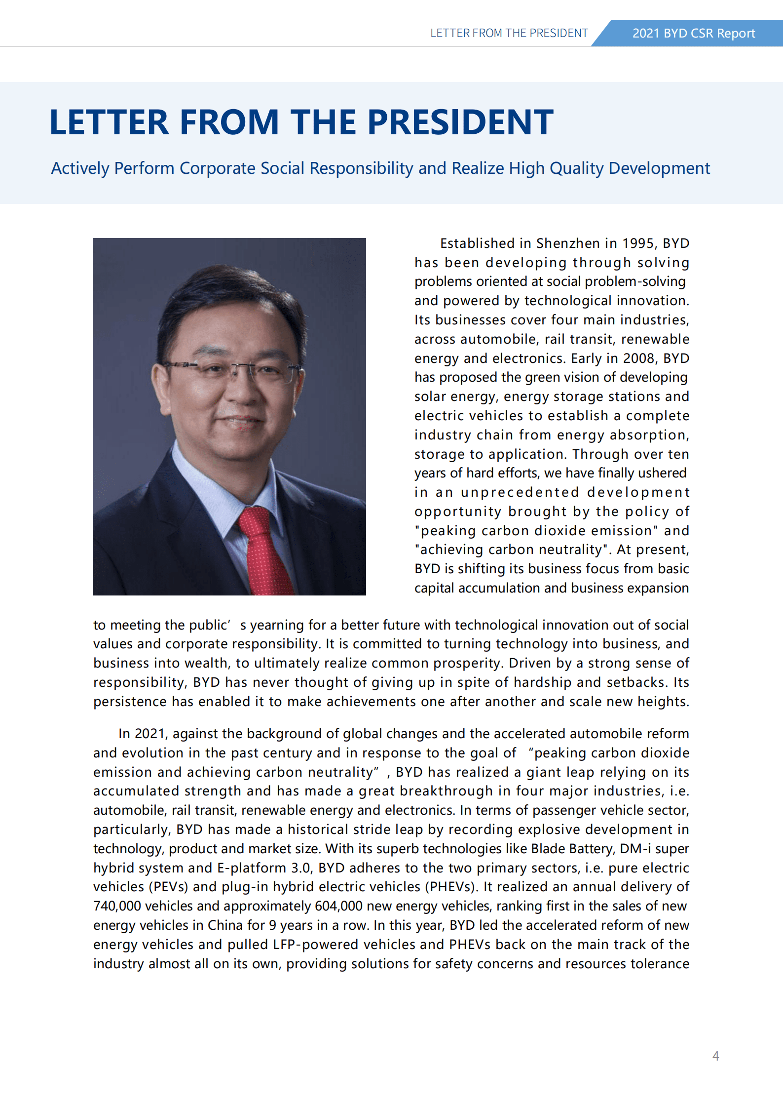 比亚迪股份有限公司2021年企业社会责任报告（英文版）.pdf 第4页