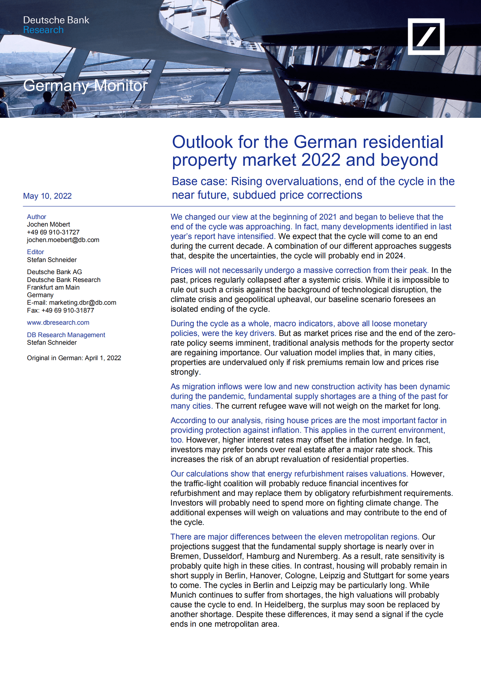 德意志银行（Deutsche Bank）：2022年及未来德国住宅房地产市场展望报告（英文版）.pdf 第1页
