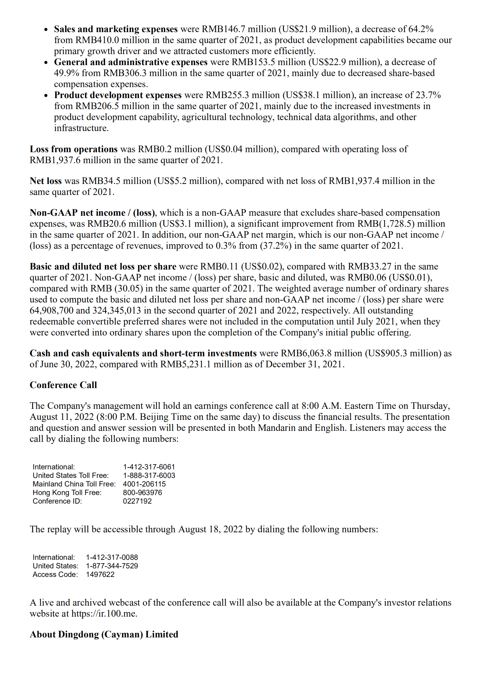 叮咚买菜（DDL.US）2022年第二季度财报（英文版）.pdf 第2页