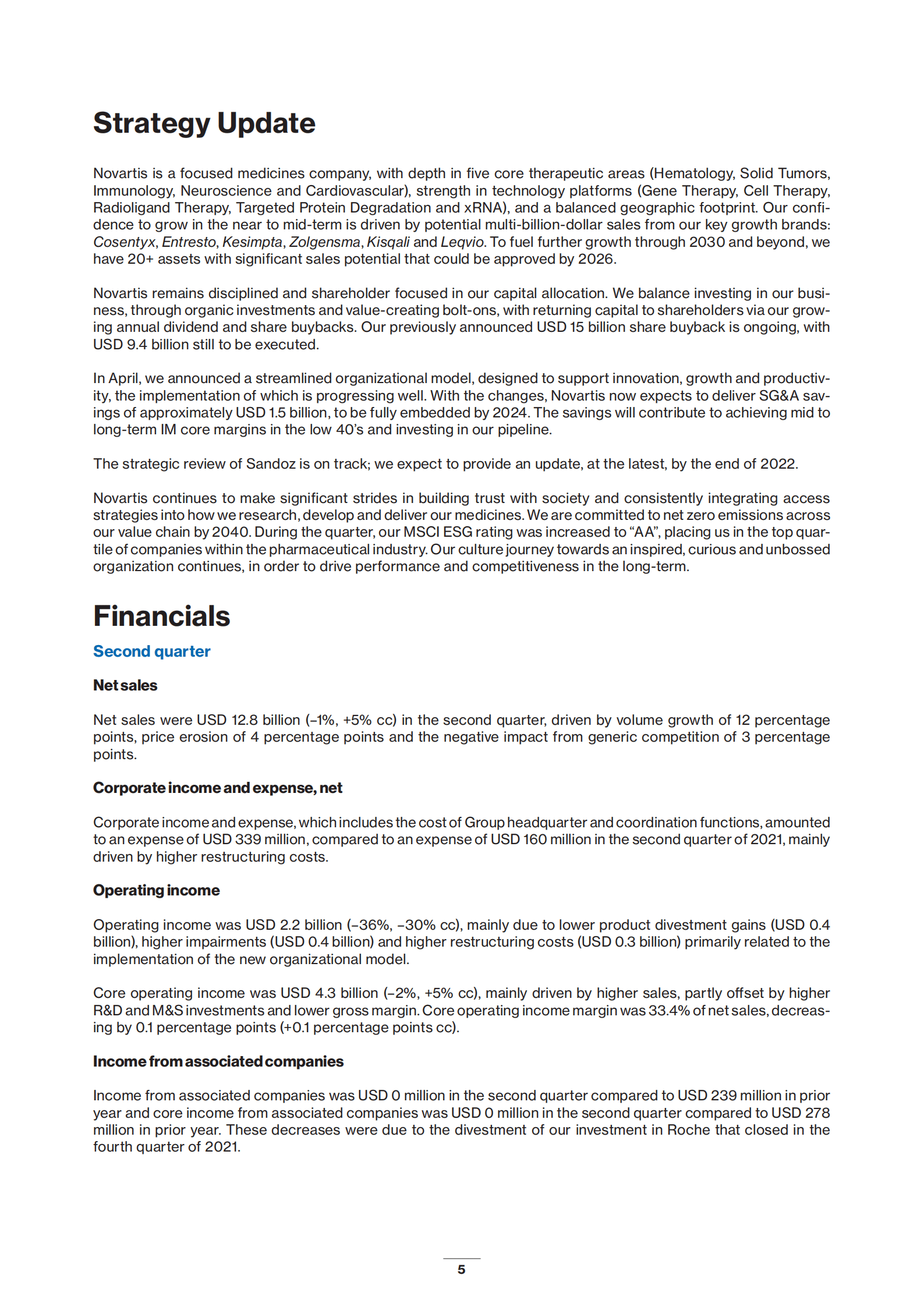 诺华公司（NOVARTIS）2022年第二季度及半年度财报（英文版）.pdf 第5页