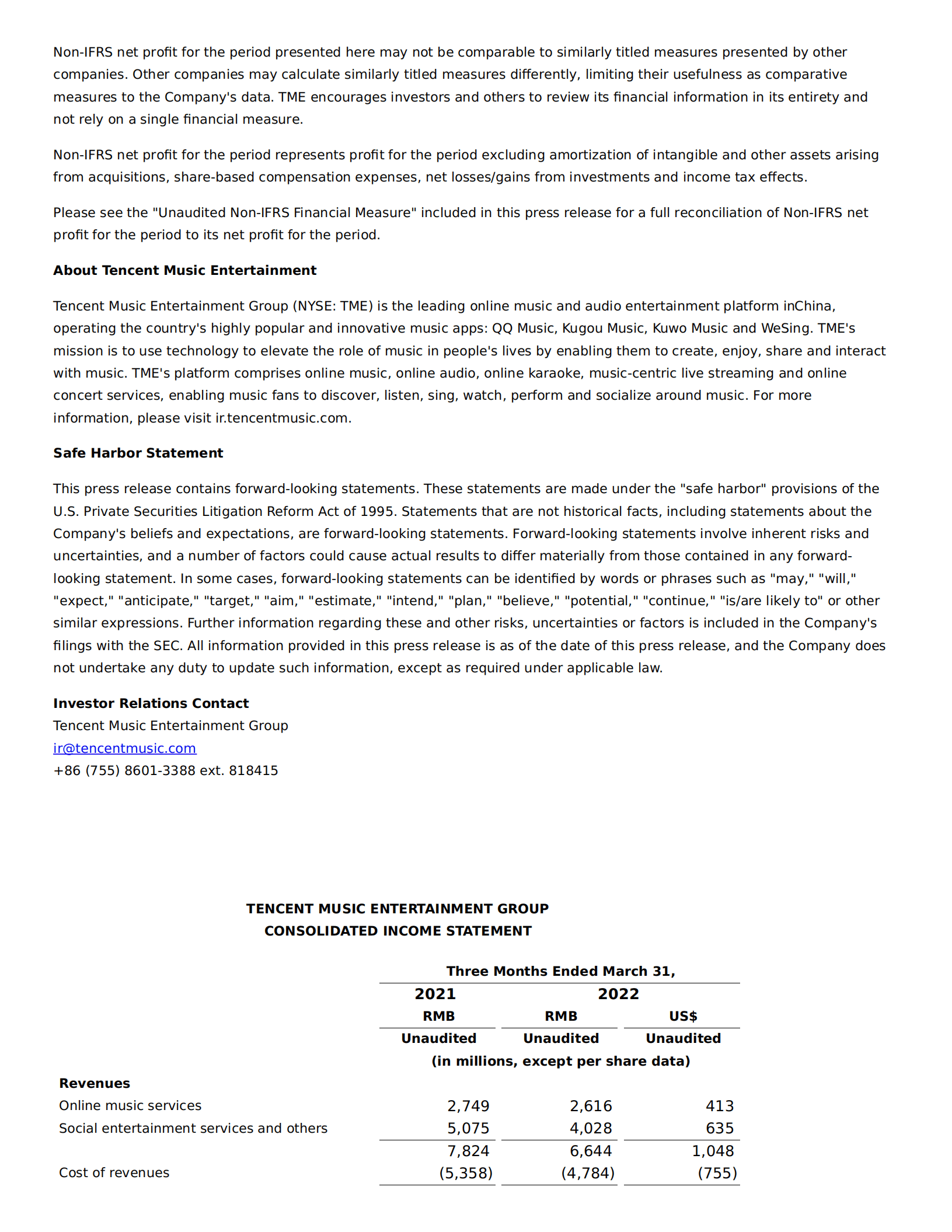 腾讯音乐（TME.US）2022年第一季度财报（英文版）.pdf 第6页