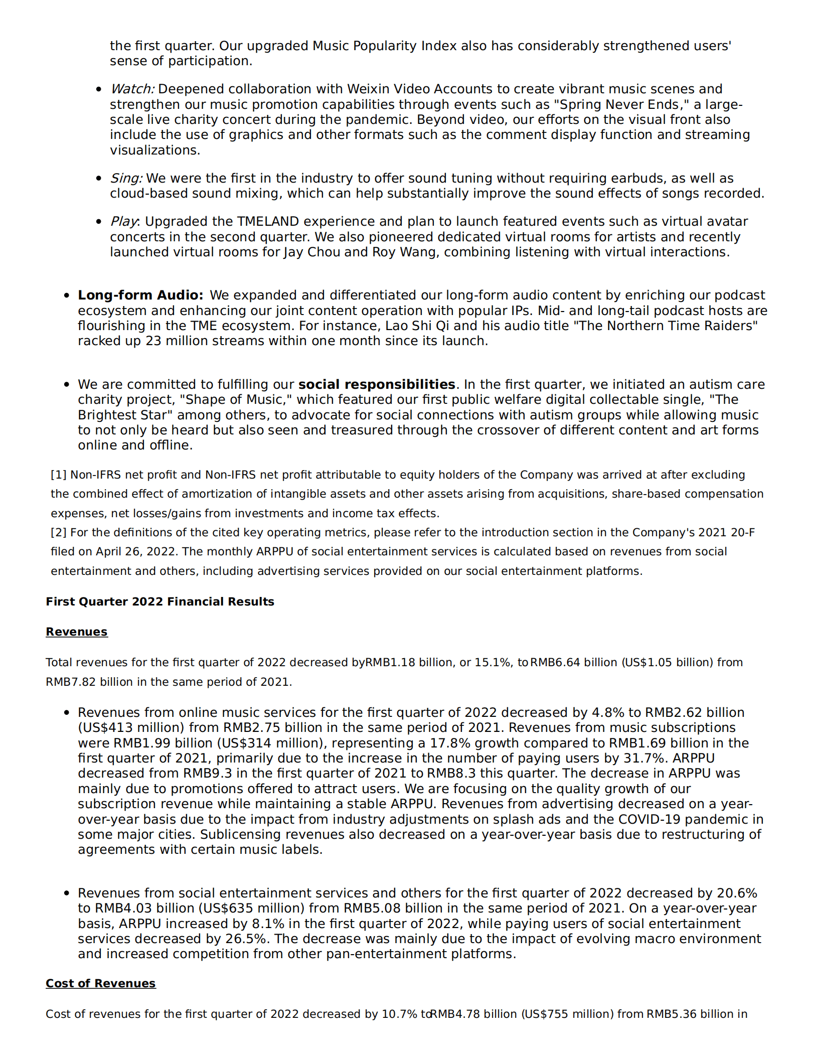 腾讯音乐（TME.US）2022年第一季度财报（英文版）.pdf 第3页