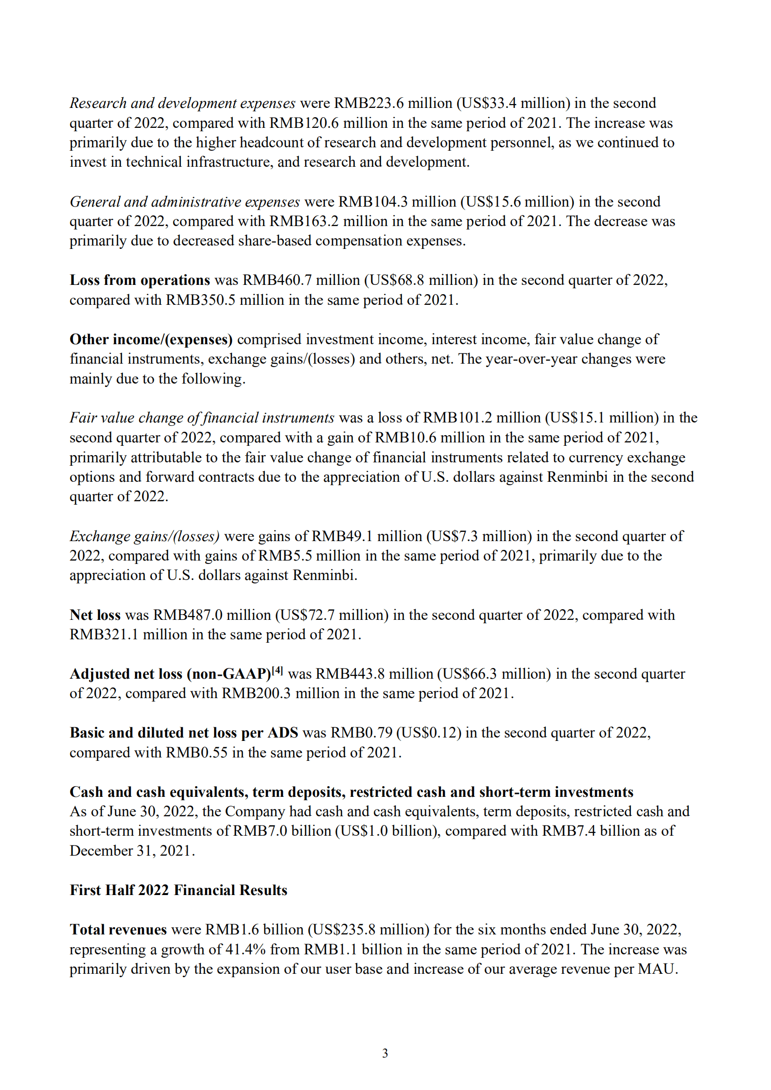知乎（ZH.US）2022年第二季度及半年度财报（英文版）.pdf 第3页