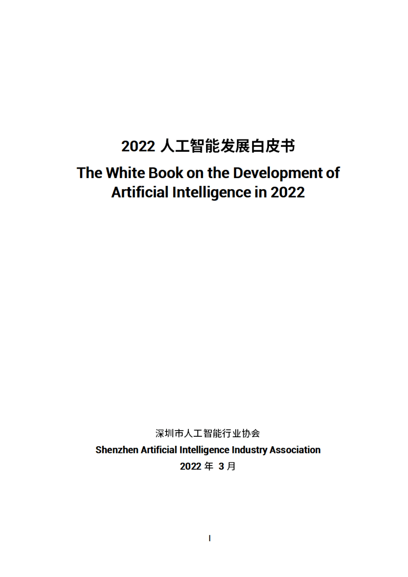 深圳市人工智能行业协会：2022人工智能发展白皮书.pdf 第1页