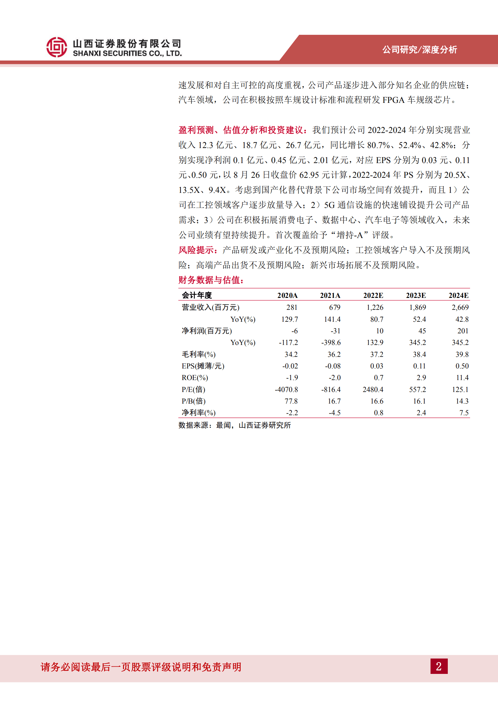 安路科技-国内民用FPGA第一梯队，工控及通信领域持续提升公司业绩-220828.pdf 第2页