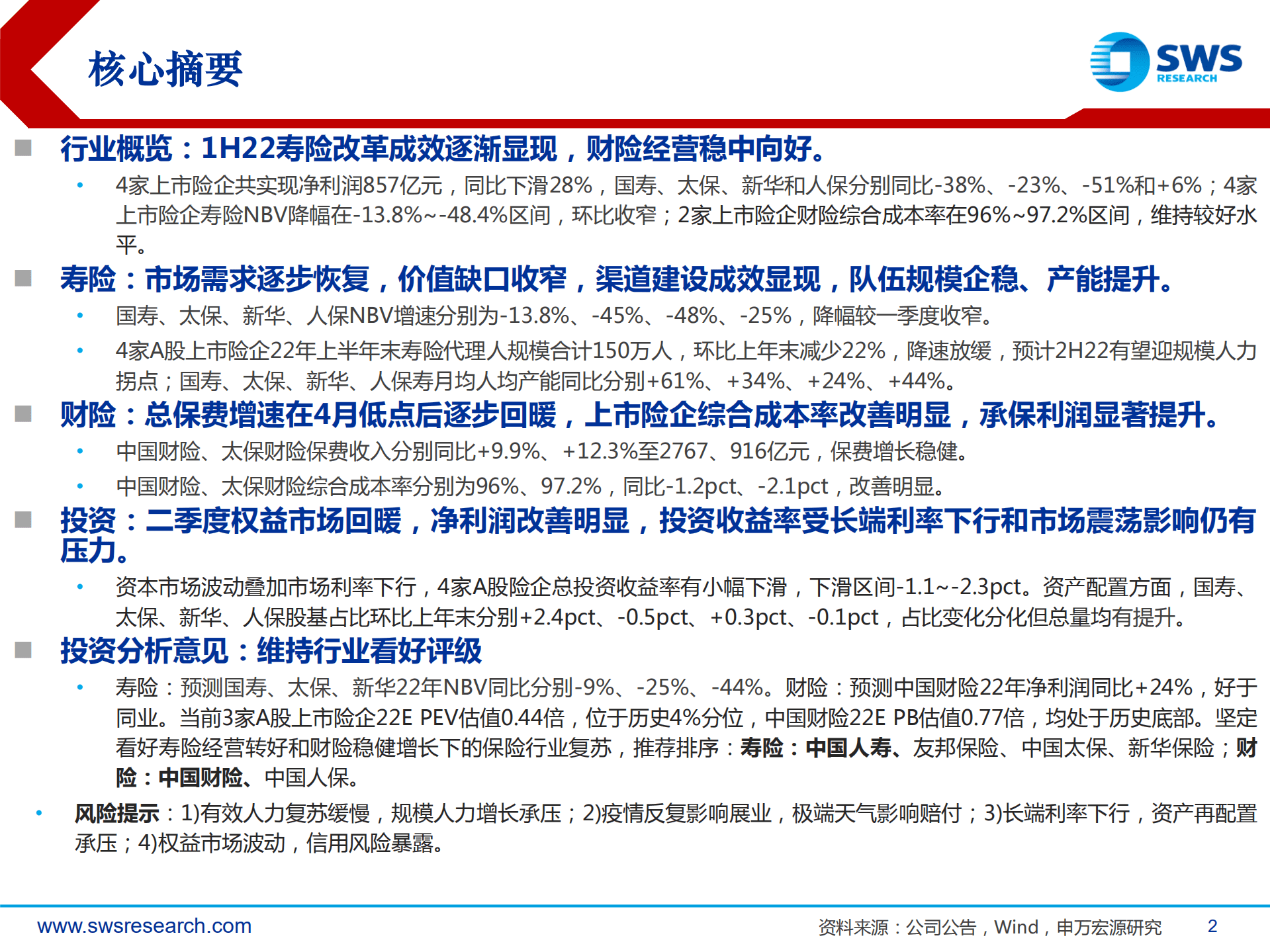 保险行业2022年中报综述：寿险经营持续改善，财险业务稳中向好-220905.pdf 第2页