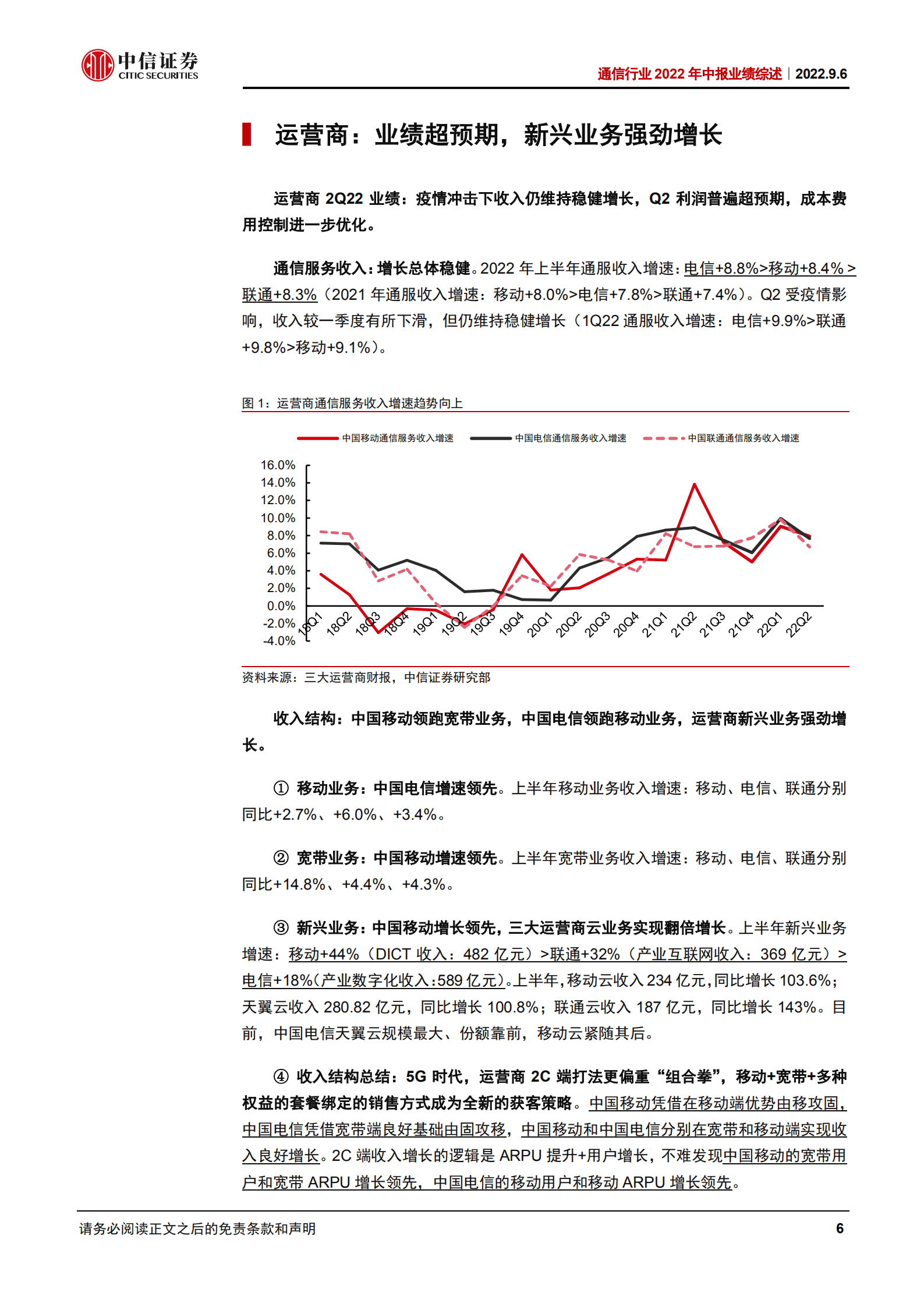 通信行业2022年中报业绩综述：运营商持续改善，通信赋能智能汽车高速成长-220906.pdf 第6页