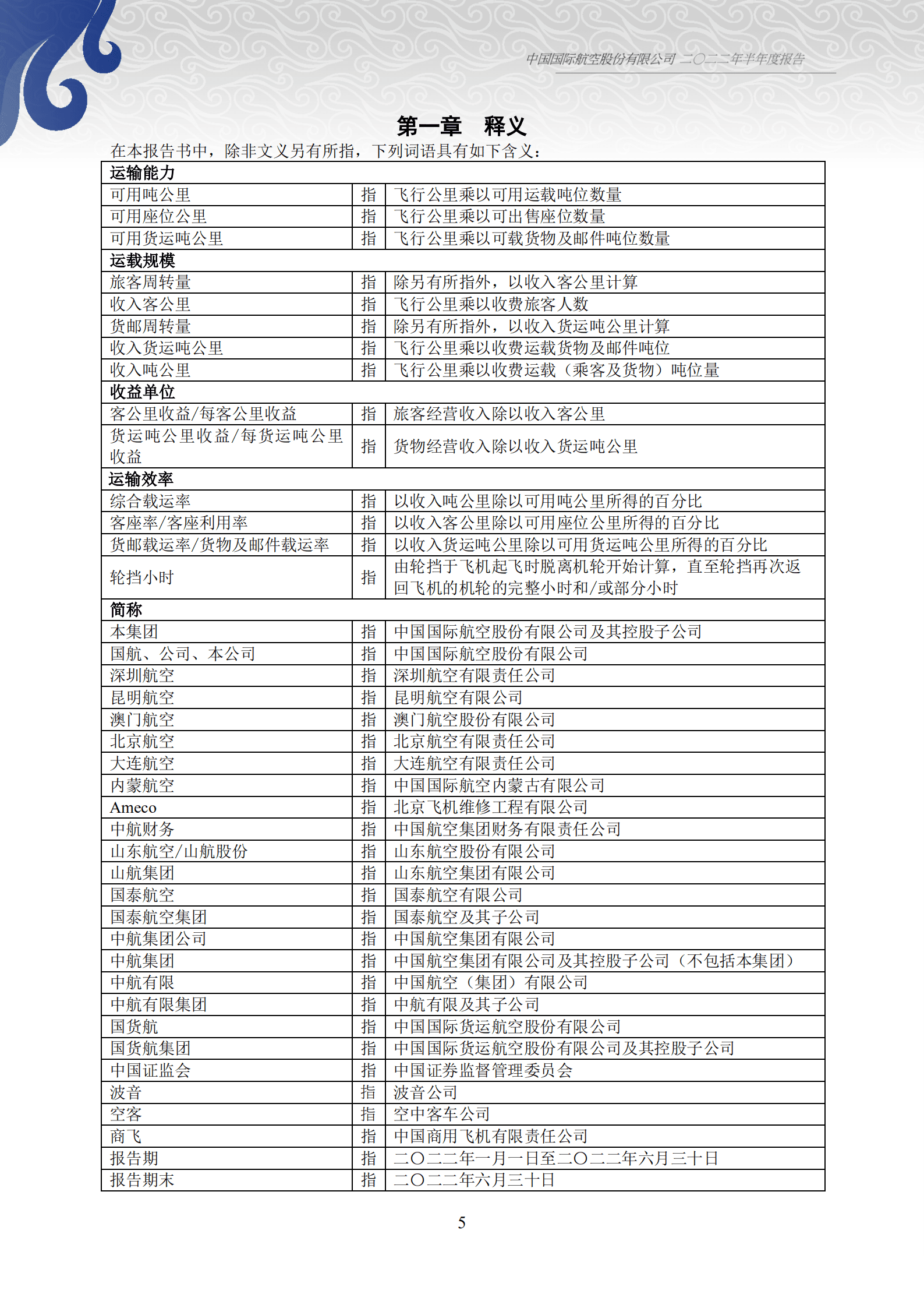 中国国际航空股份有限公司2022年半年度报告.PDF 第5页