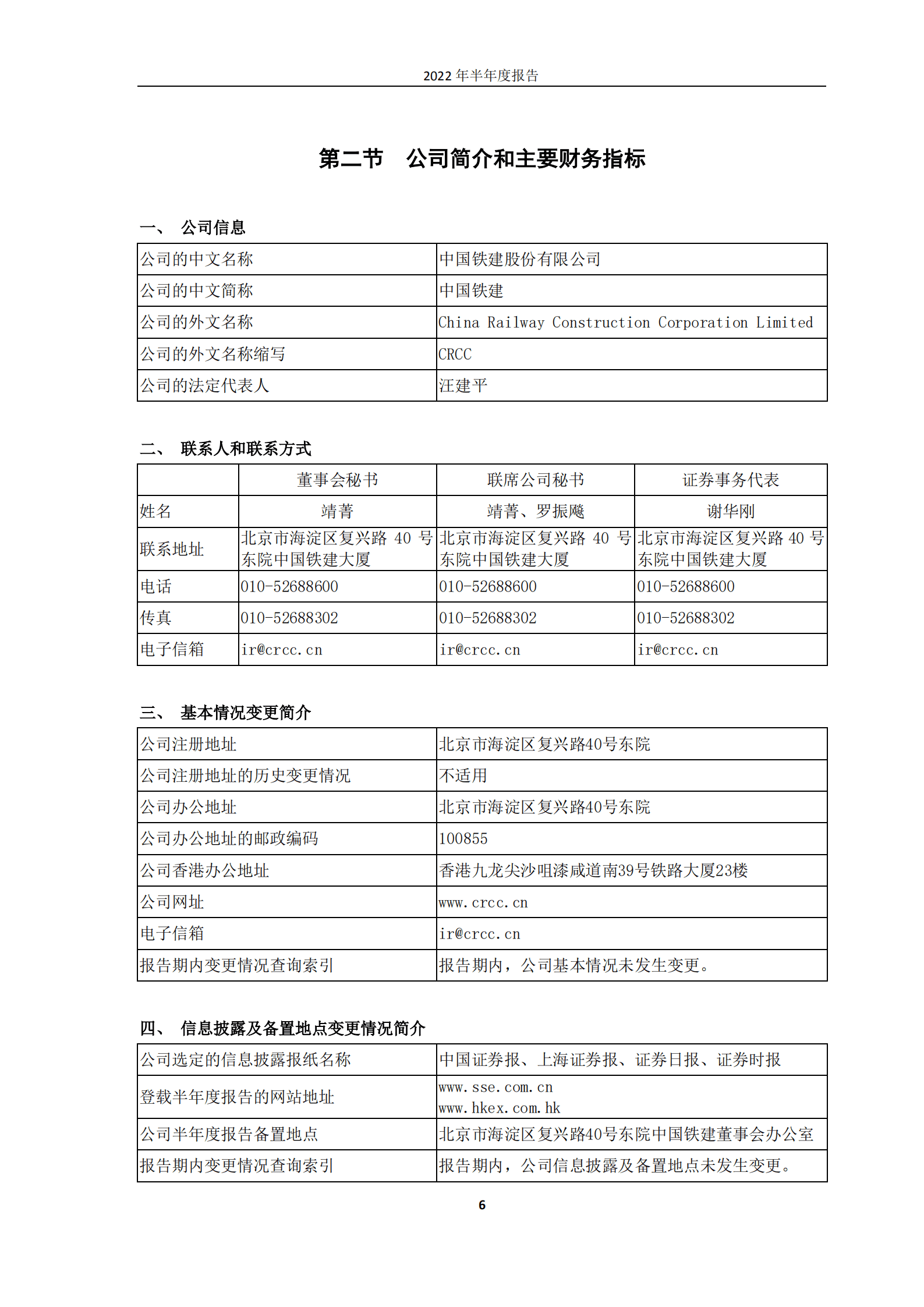 中国铁建股份有限公司2022年半年度报告.PDF 第6页