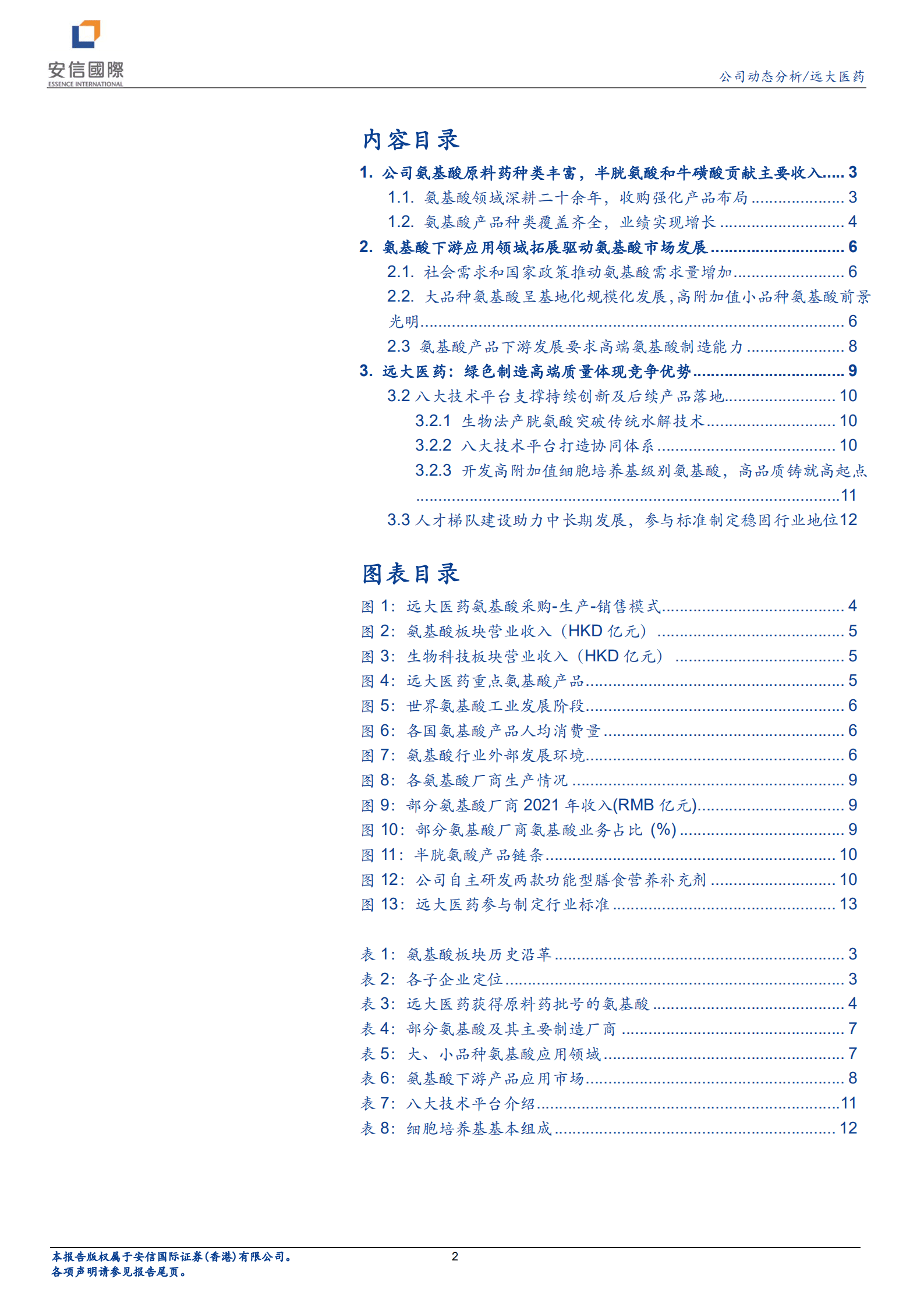 远大医药-强化氨基酸板块领先地位，拓展高附加值下游业务-220829.pdf 第2页