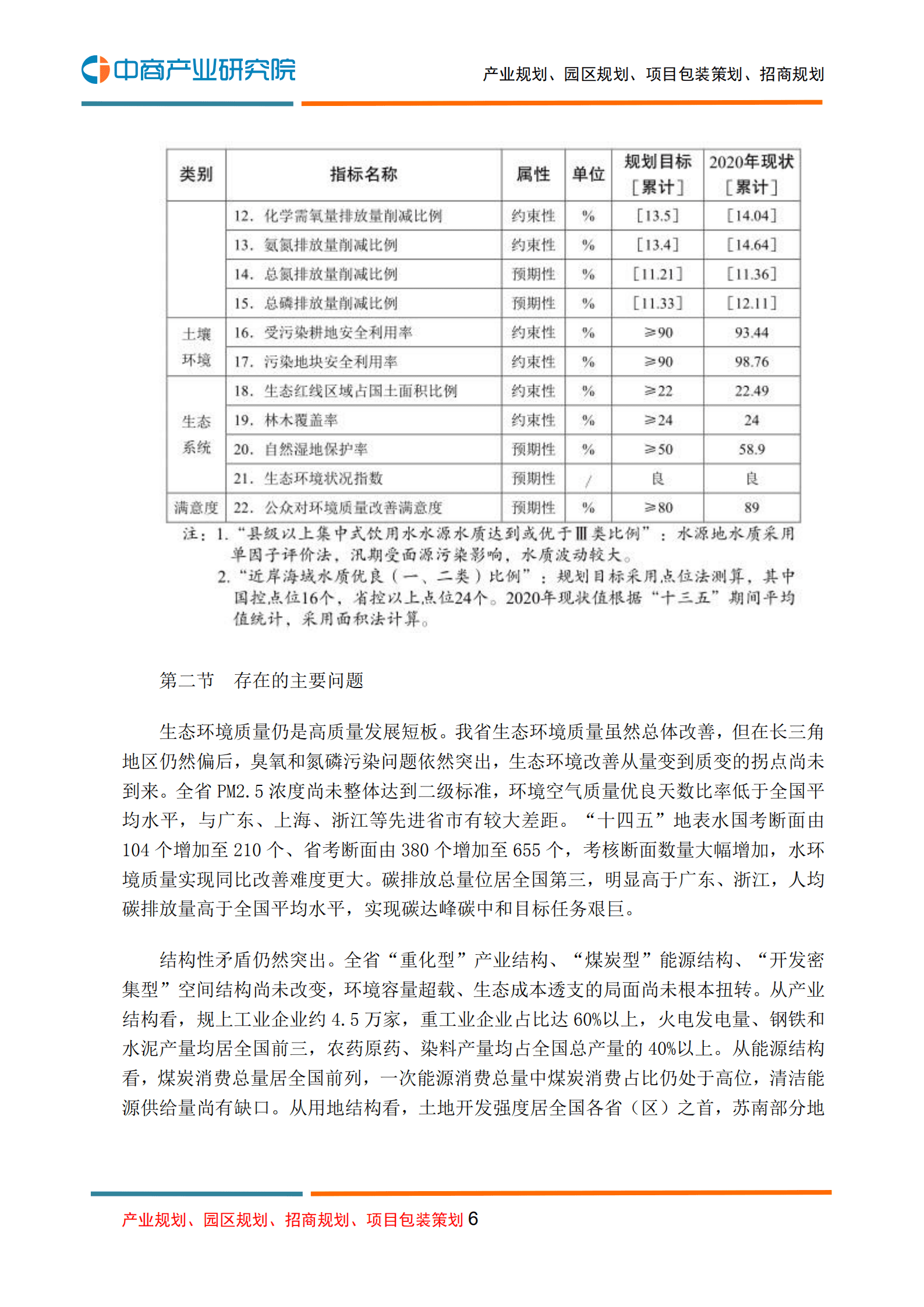 中商产业研究院：环保行业：江苏省&ldquo;十四五&rdquo;生态环境保护规划.pdf 第6页