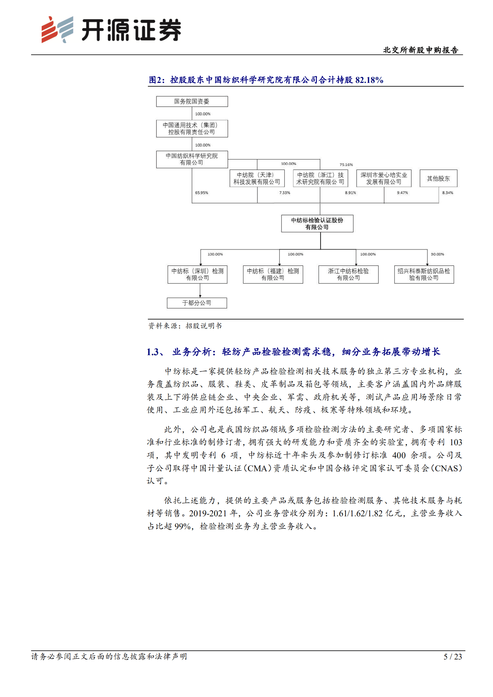 中纺标：纺织服装全产业链检验检测领军企业，待产能扩张集中市场-220909.pdf 第5页
