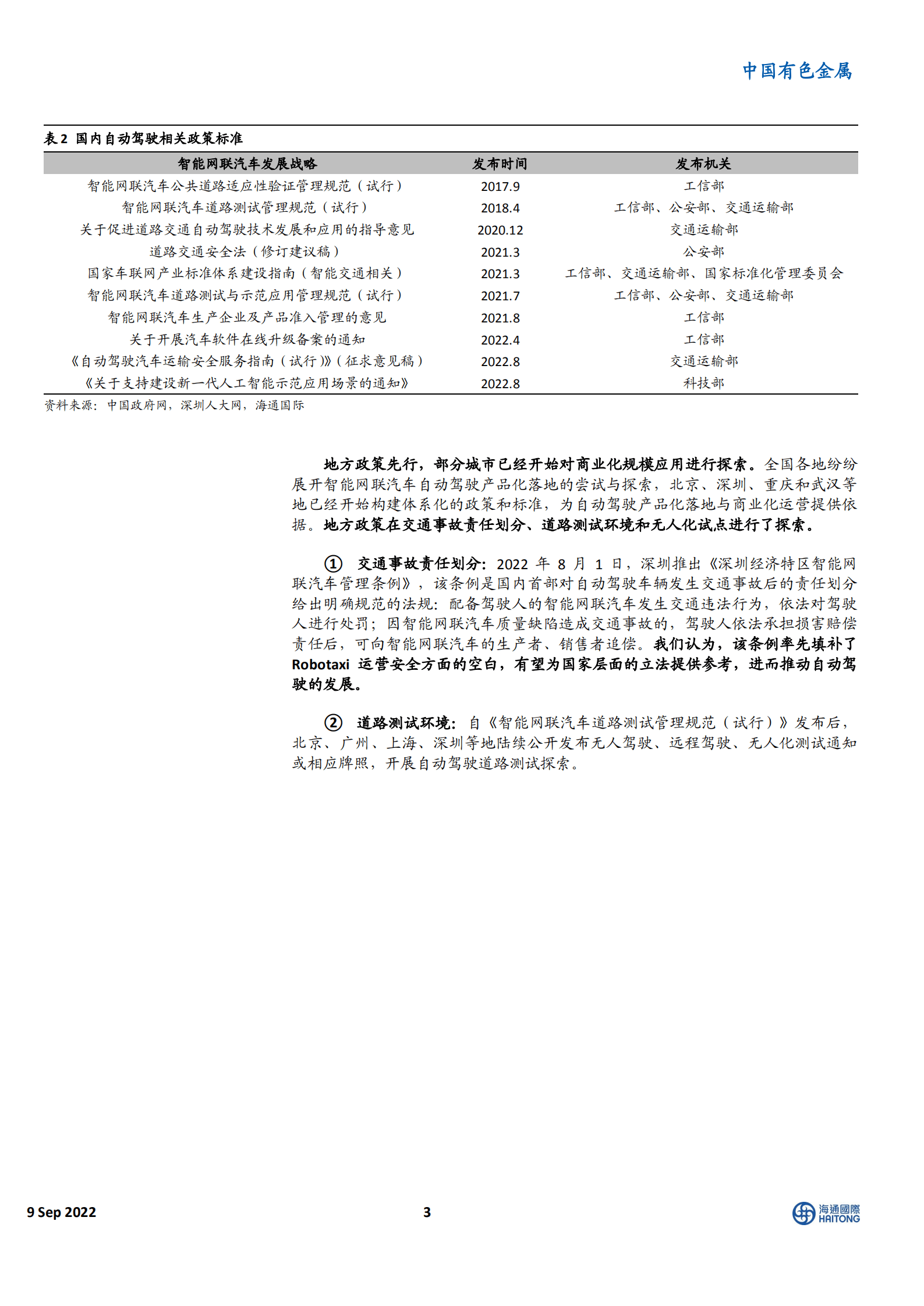 中国有色金属行业：政策试点逐步开启，Robotaxi商业化曙光已现-220909.pdf 第3页