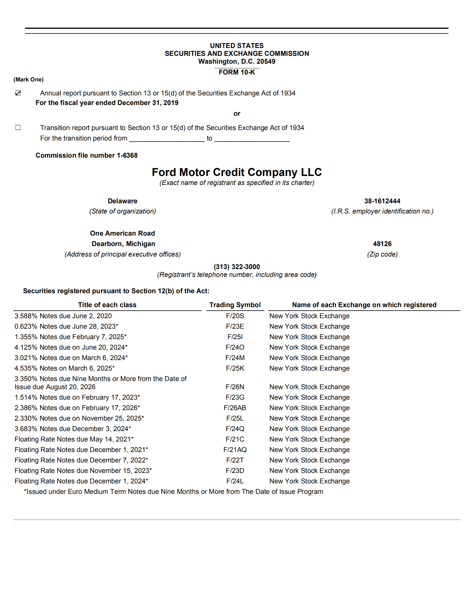 福特汽车公司（FORD MOTOR）2019年年度报告（英文版）.pdf 第1页