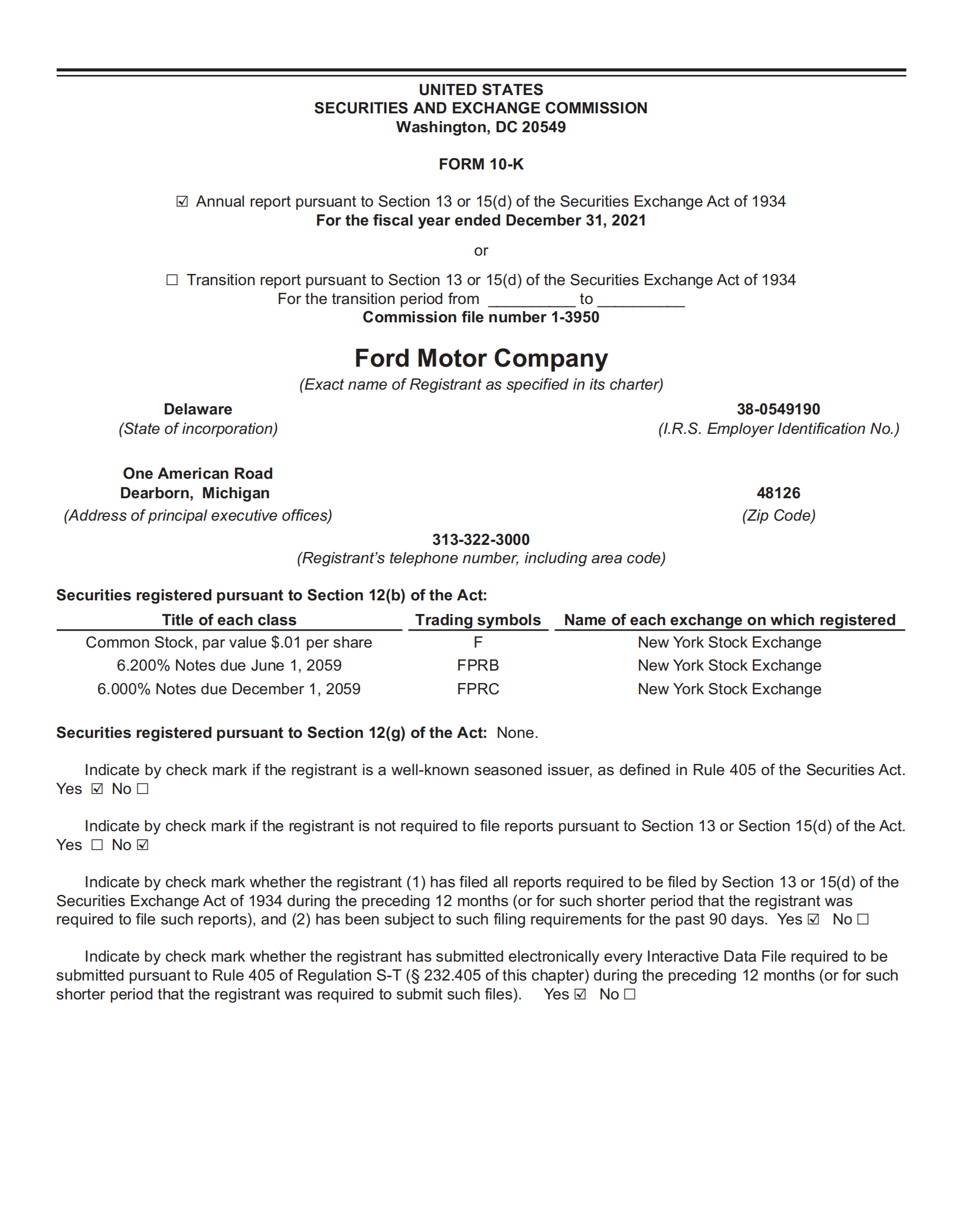 福特汽车公司（FORD MOTOR）2021年年度报告（英文版）.pdf 第2页