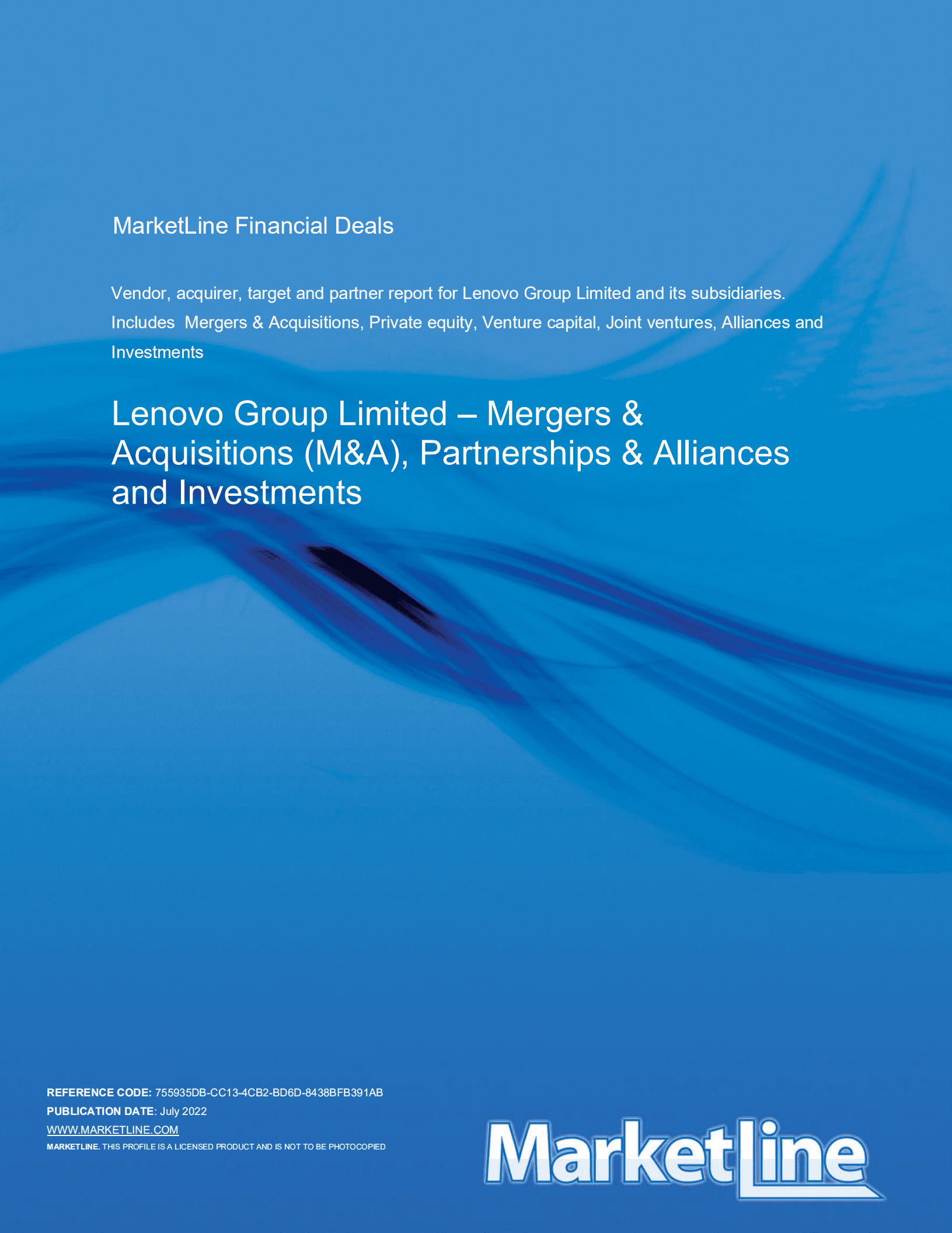 MarketLine：联想集团有限公司并购、联盟与投资分析报告（英文版）.pdf 第1页