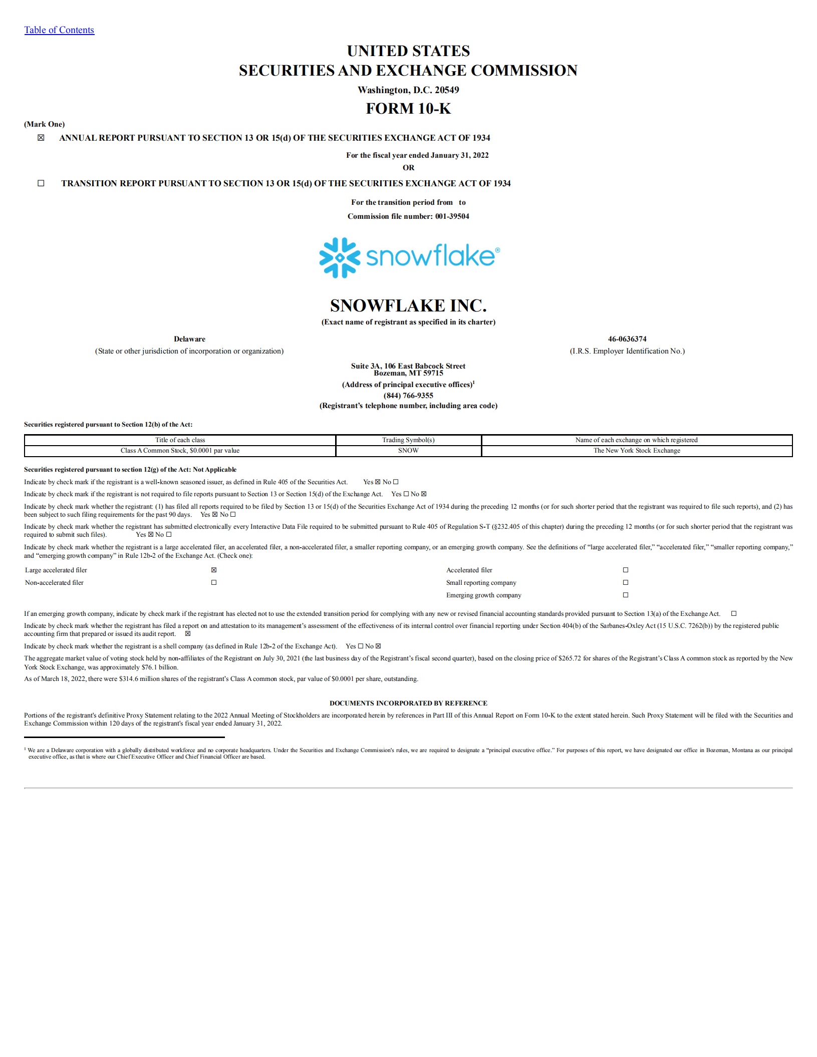 Snowflake2022财年年度报告（英文版）.pdf 第1页