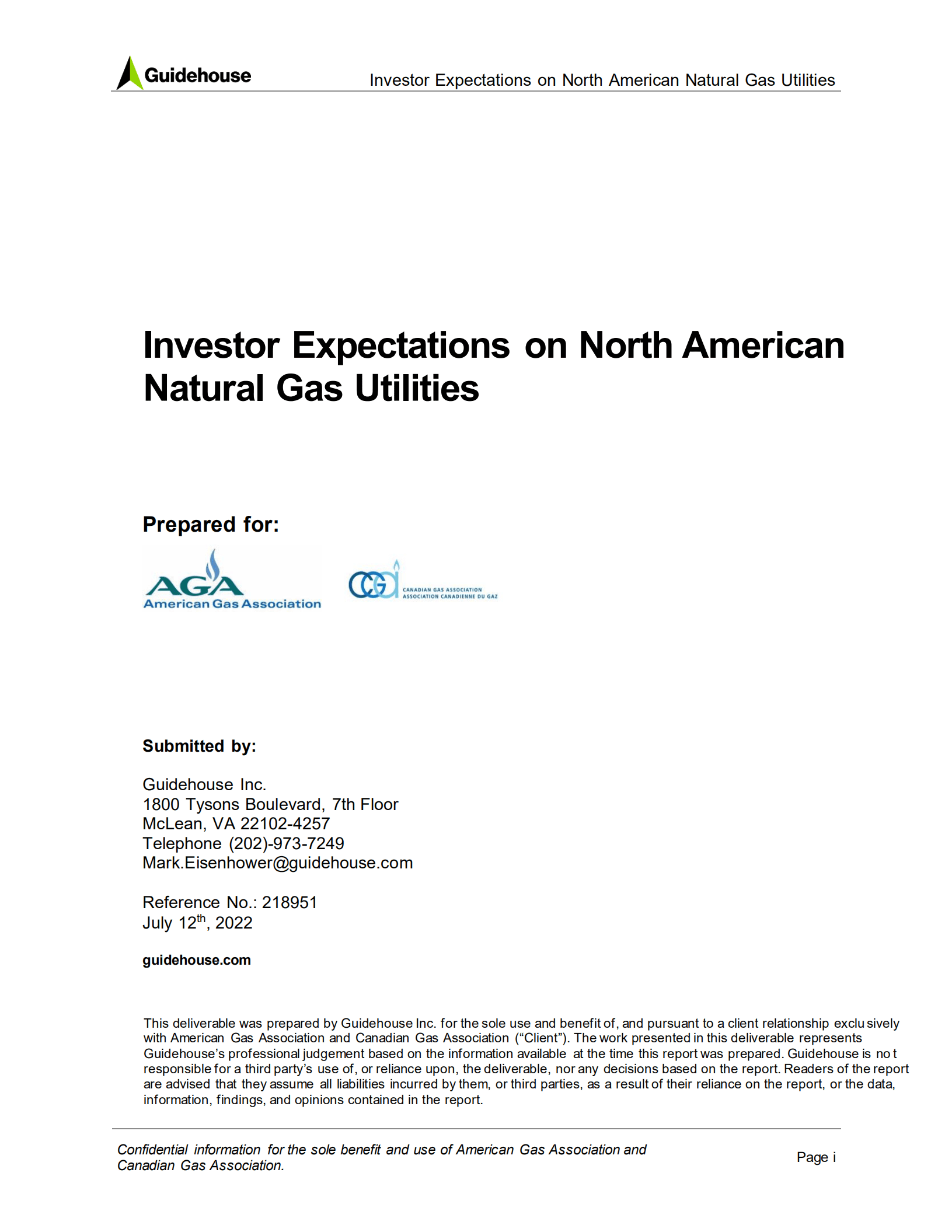 美国天然气协会（AGA）：2022年投资者对北美天然气公用事业的预期分析报告（英文版）.pdf 第1页