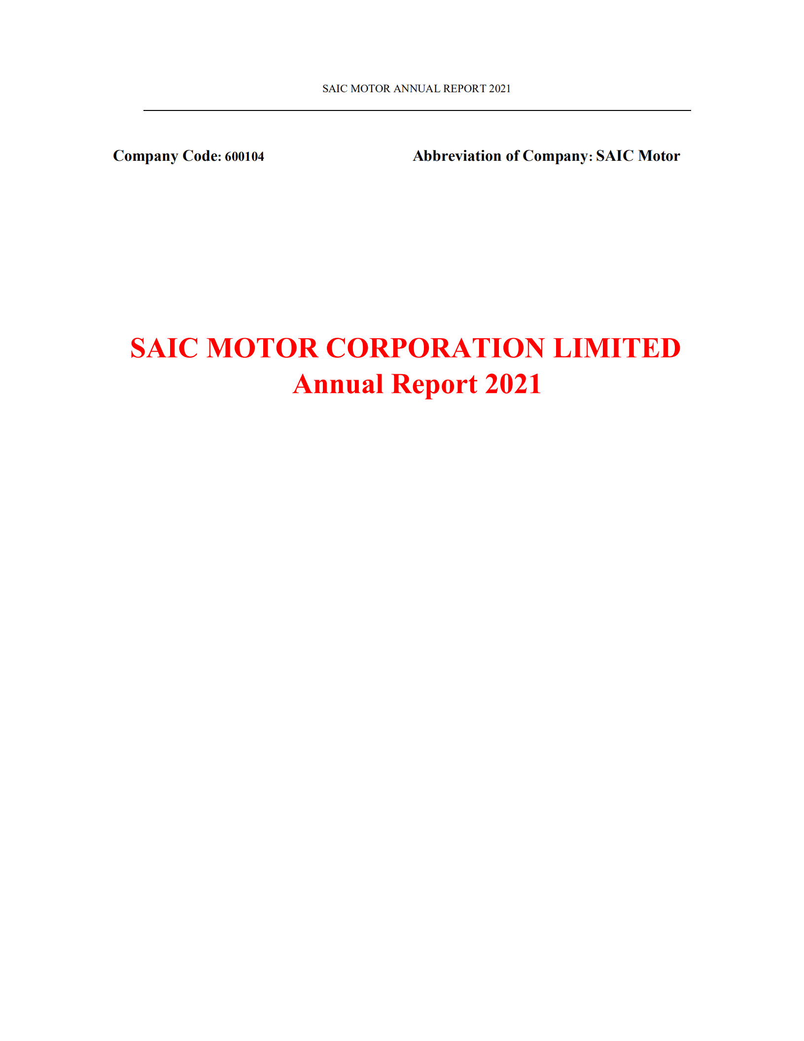 上海汽车集团股份有限公司（SAIC MOTOR）2021年年度报告（英文版）.pdf 第1页