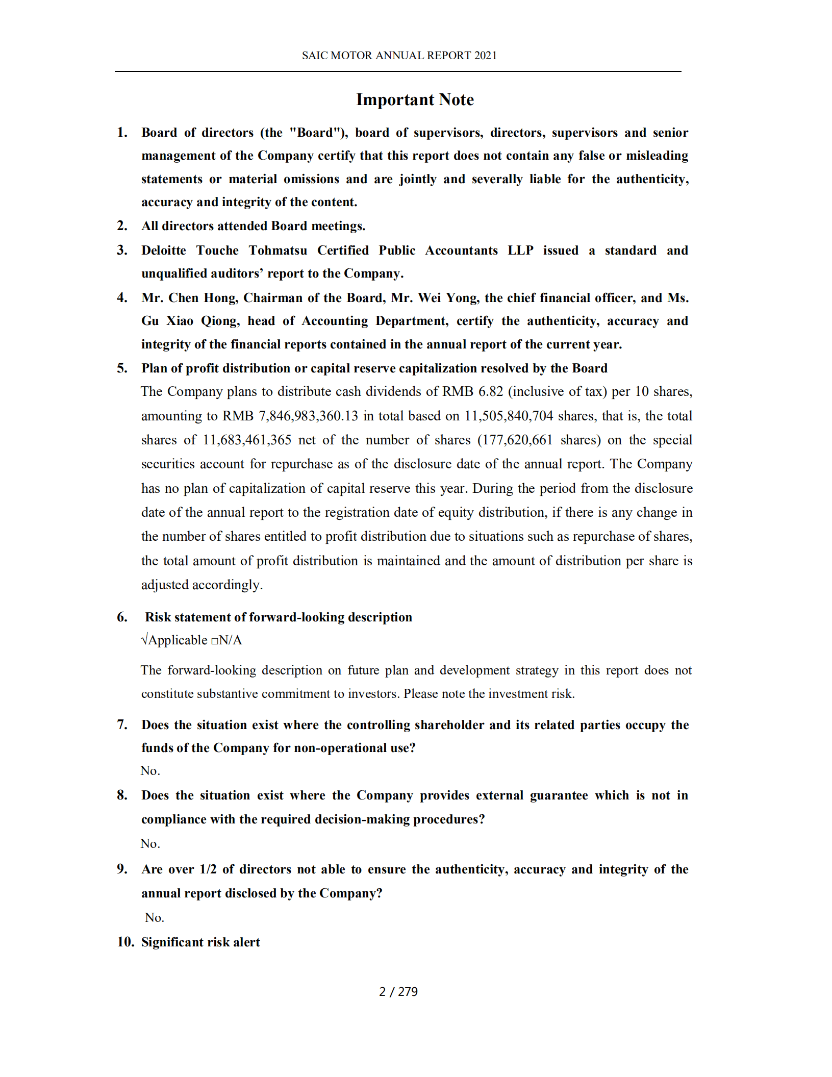 上海汽车集团股份有限公司（SAIC MOTOR）2021年年度报告（英文版）.pdf 第2页