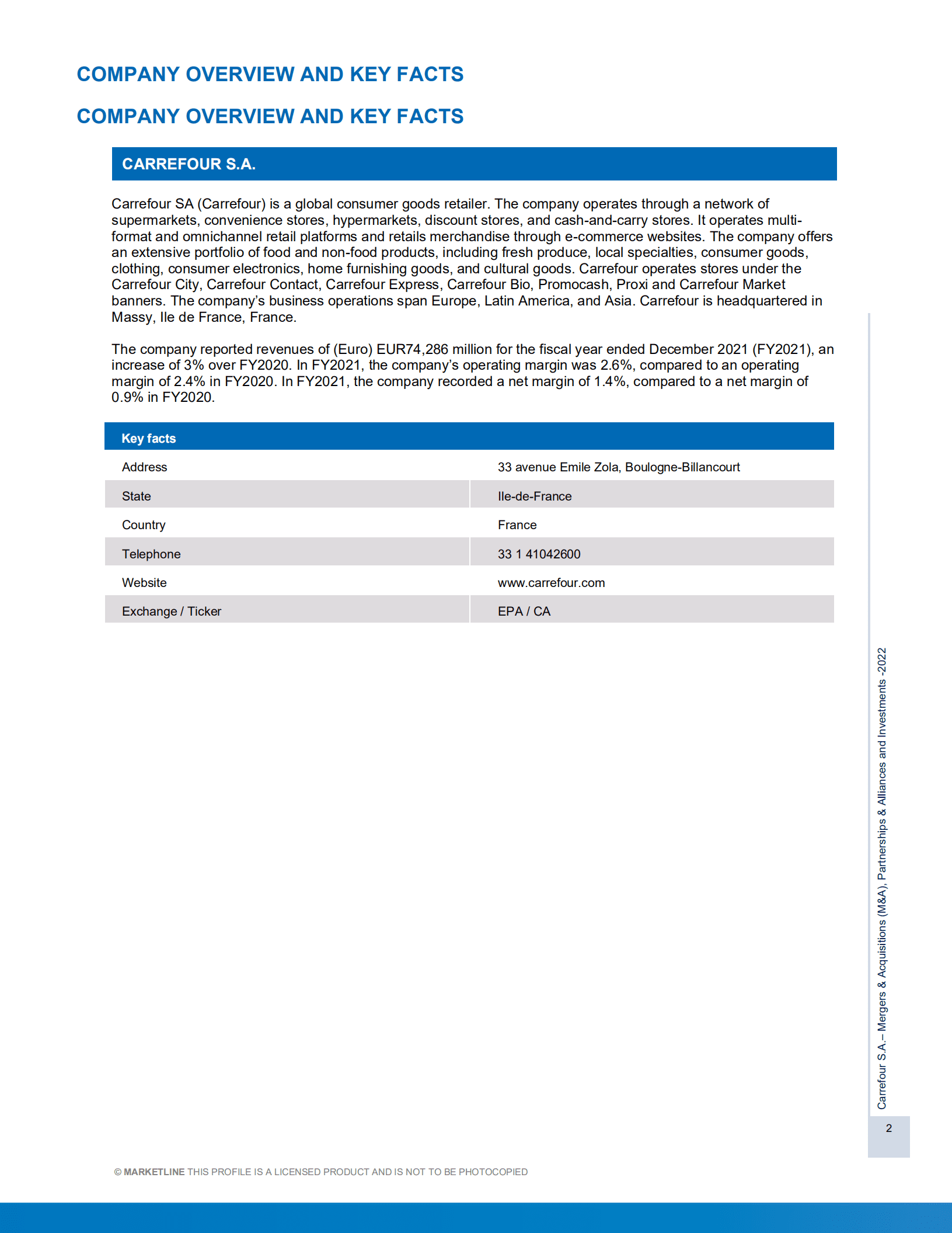 MarketLine：家乐福公司并购、联盟与投资分析报告（英文版）.pdf 第2页