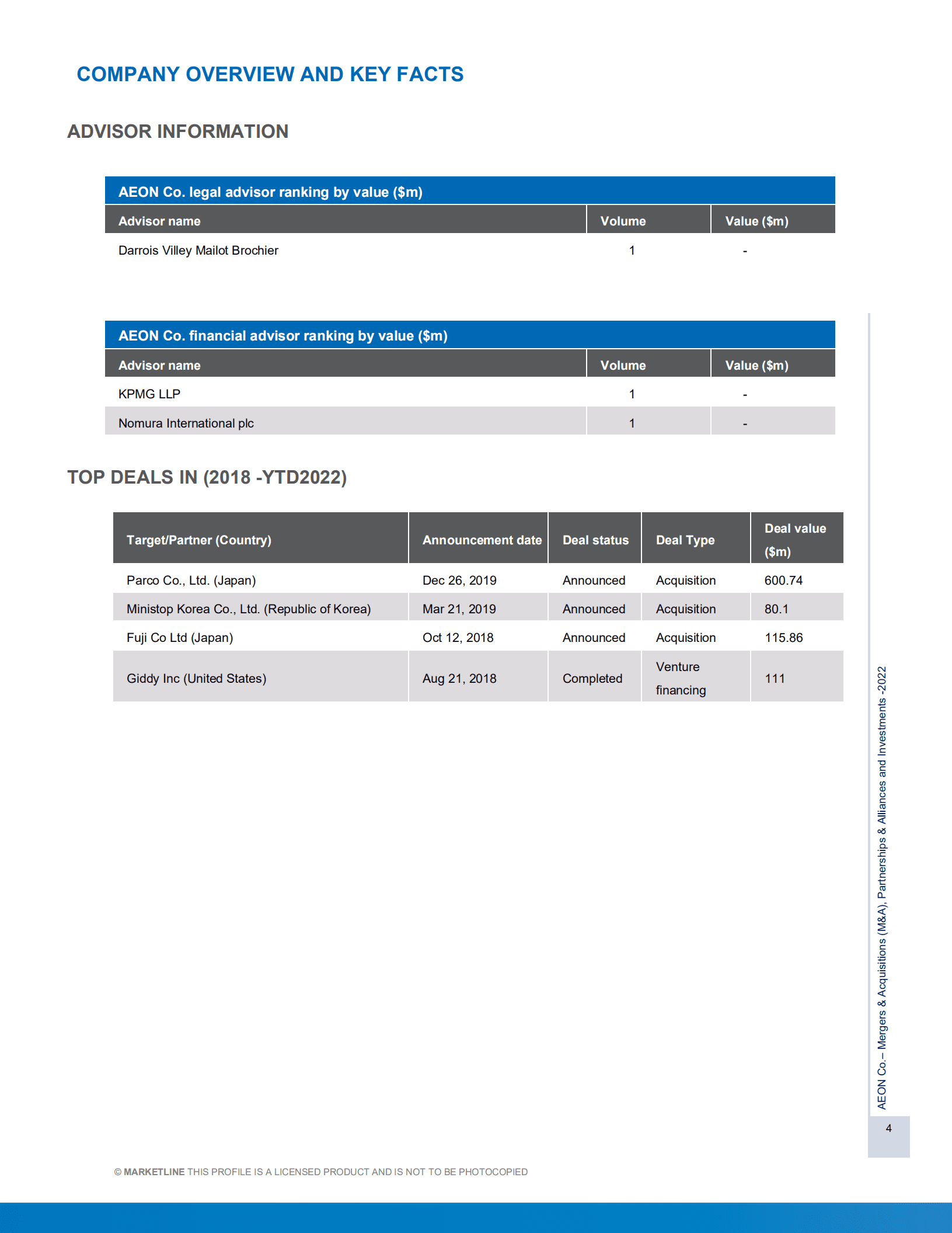 MarketLine：日本永旺集团（AEON）并购、联盟与投资分析报告（英文版）.pdf 第4页
