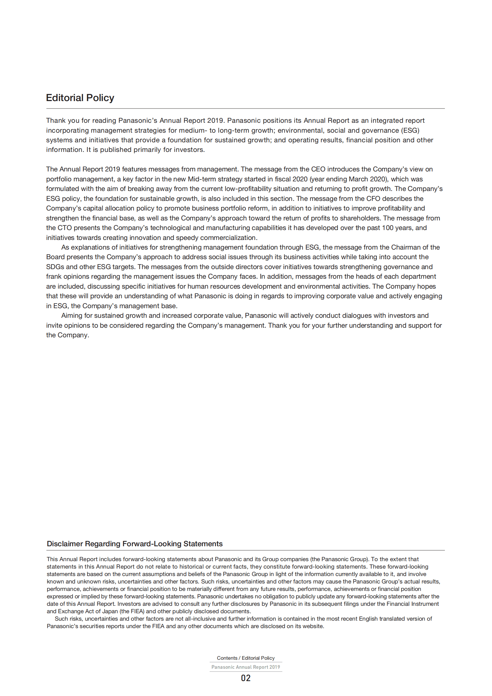 松下（PANASONIC）2019年年度报告（英文版）.pdf 第3页