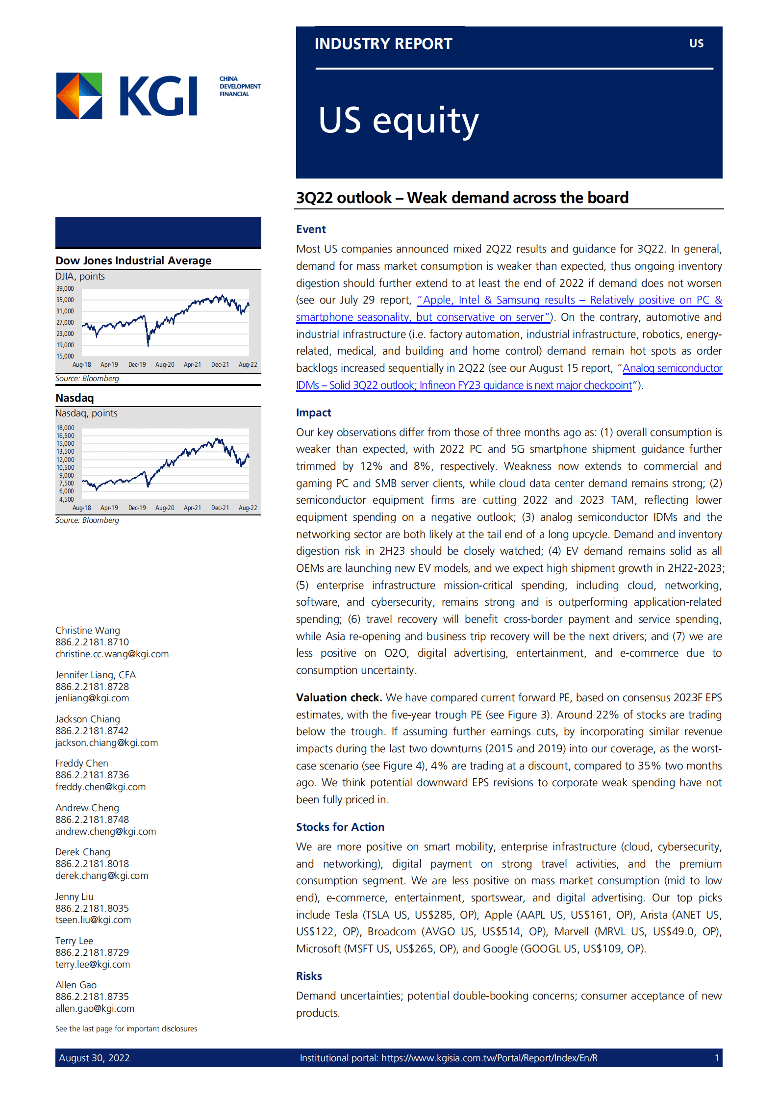 KGI Greater China：2022年第三季度美国股市展望报告-需求全面疲软（英文版）.pdf 第1页