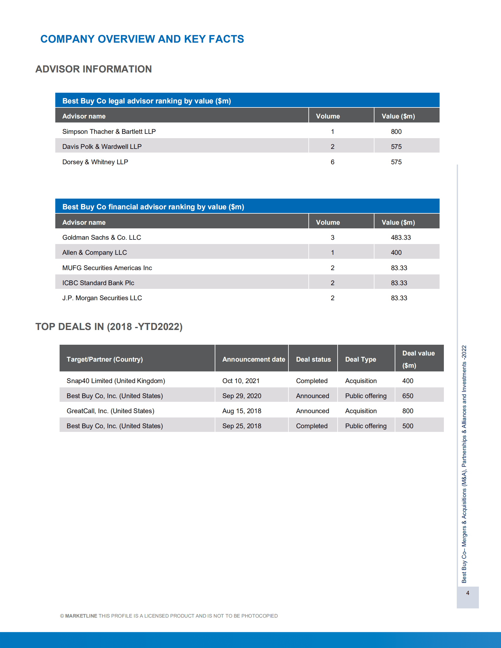 MarketLine：百思买（BEST BUY）公司并购、联盟与投资分析报告（英文版）.pdf 第4页