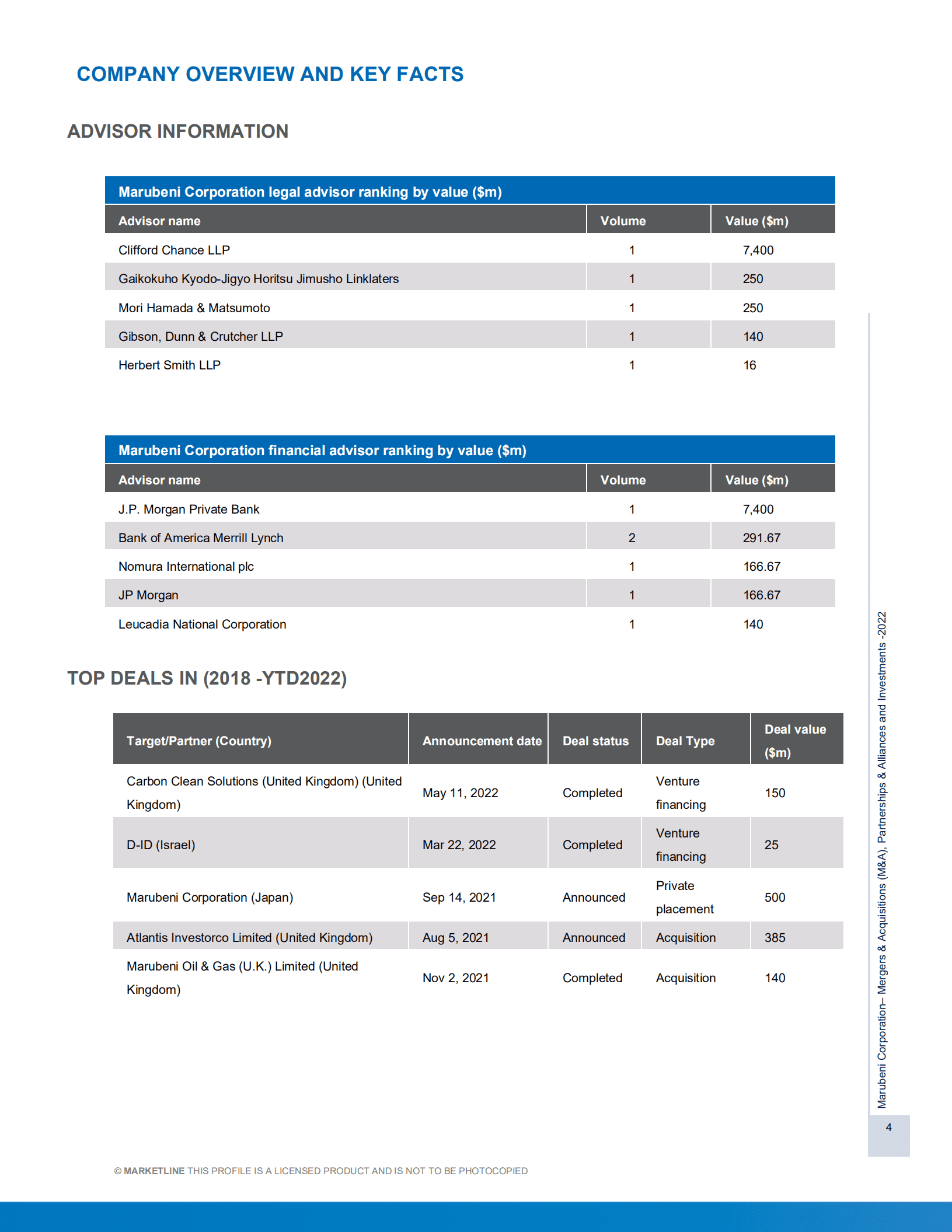 MarketLine：丸红株式会社（MARUBENI）并购、联盟与投资分析报告（英文版）.pdf 第4页