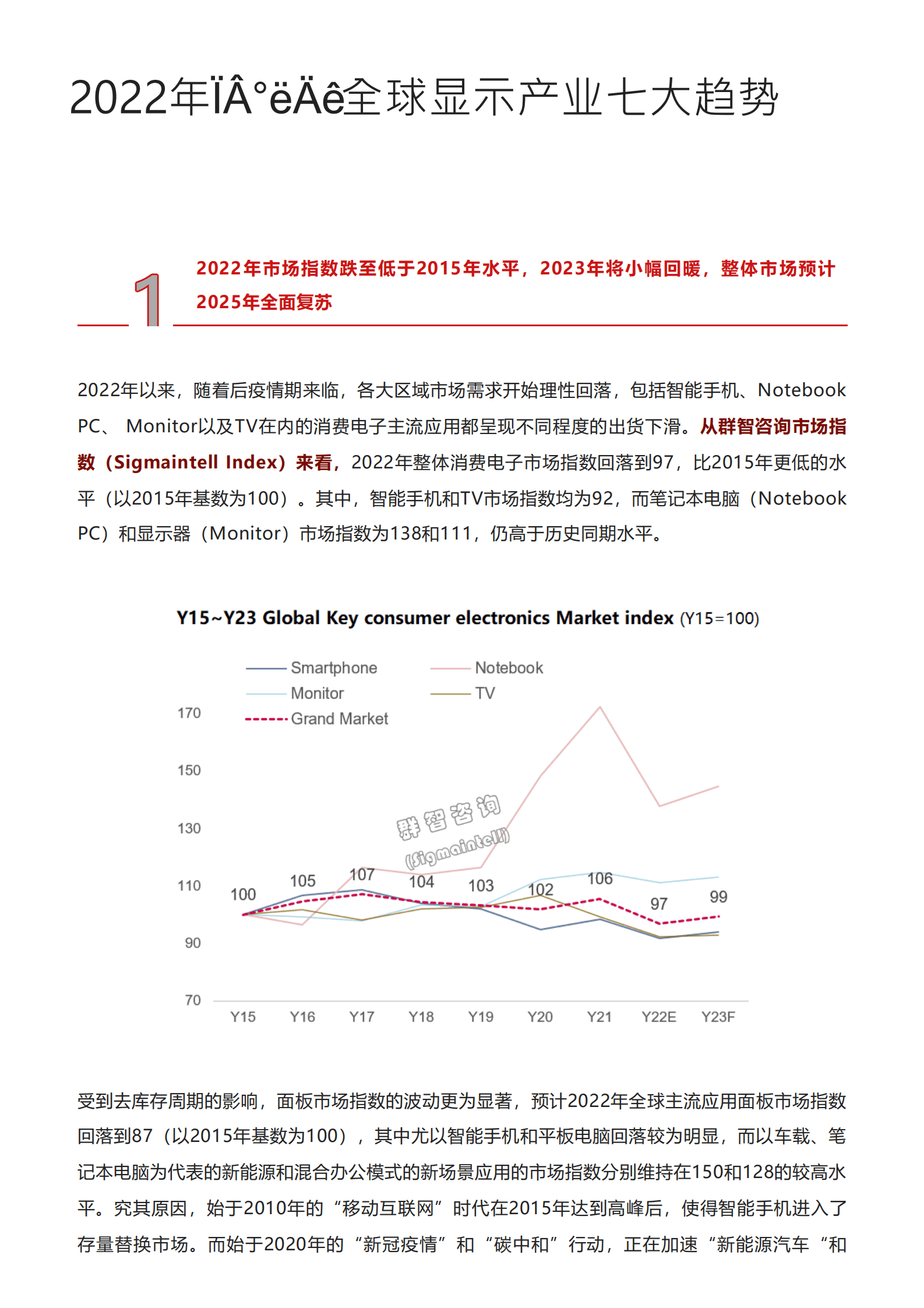 群智咨询：2022年下半年全球显示产业七⼤趋势报告.pdf 第1页