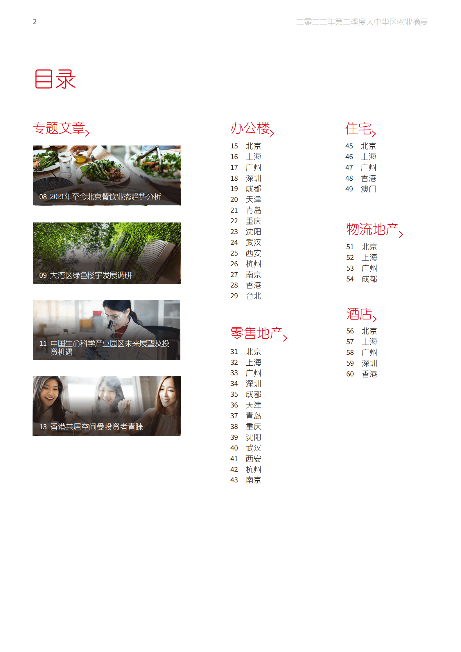 仲量联行：2022年二季度大中华区物业摘要报告.pdf 第2页