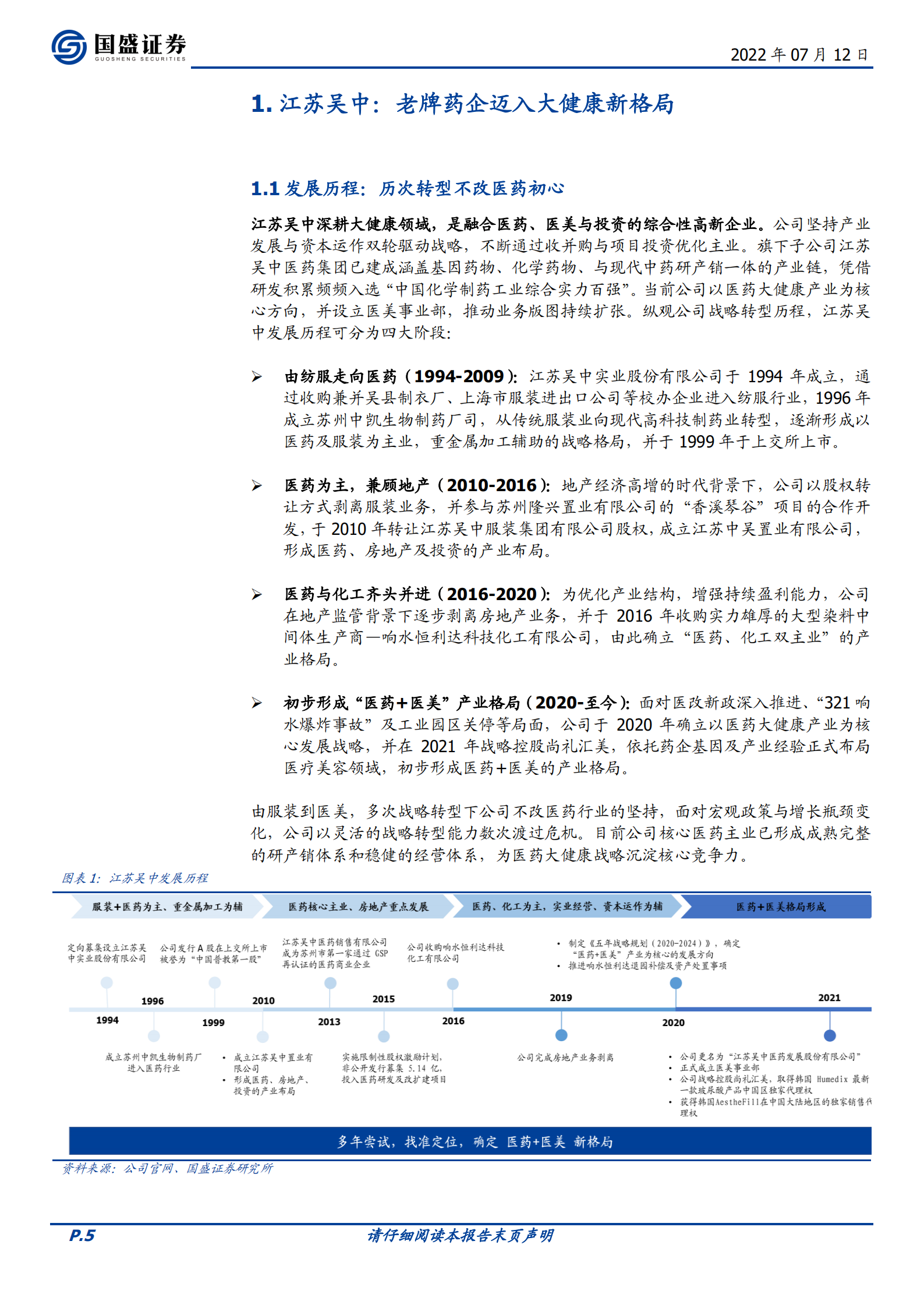 江苏吴中：老牌药企迈入大健康新格局，自研并购高端入局针剂赛道-220712.pdf 第5页