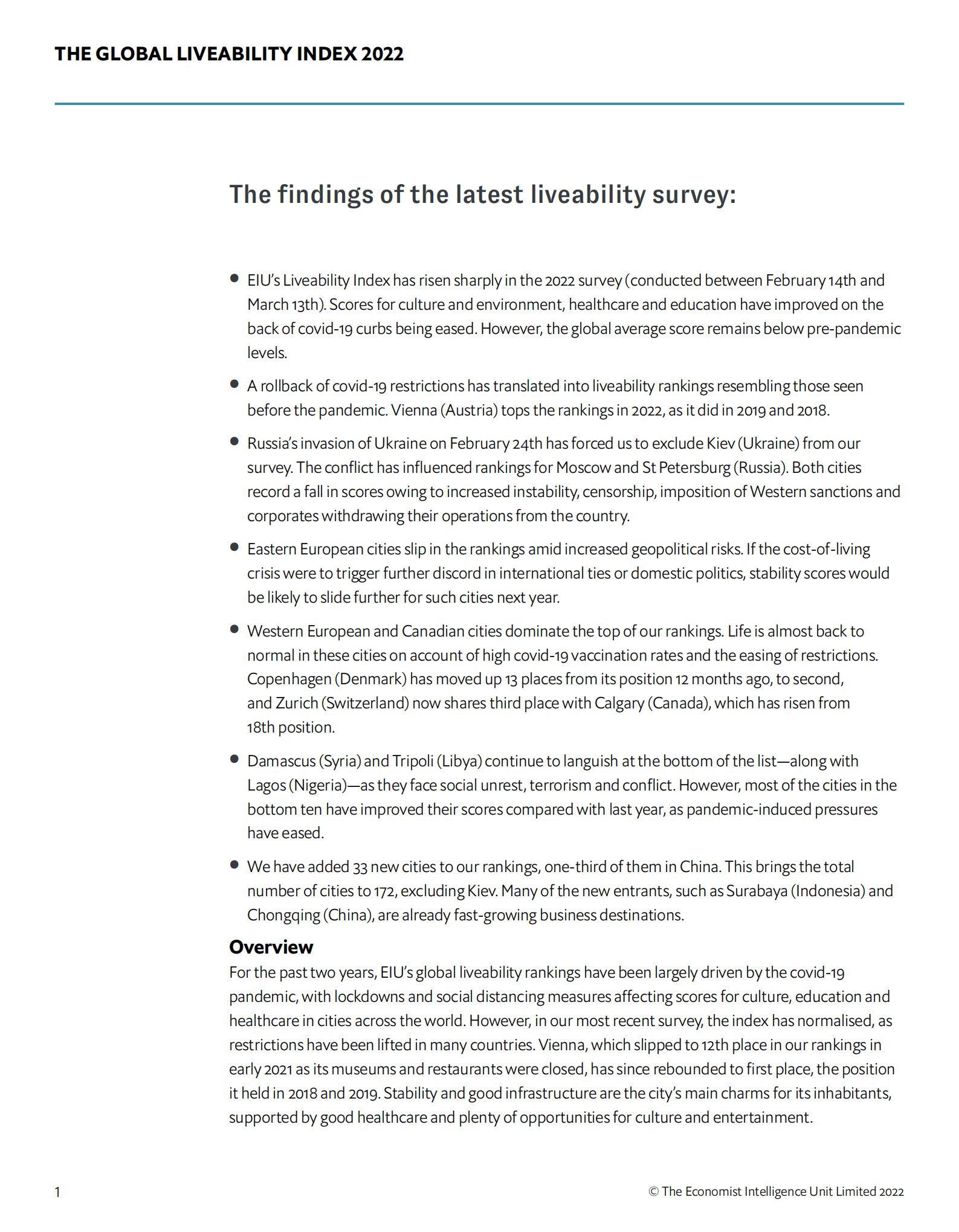 经济学人：2022全球宜居城市指数报告（英文版）.pdf 第3页