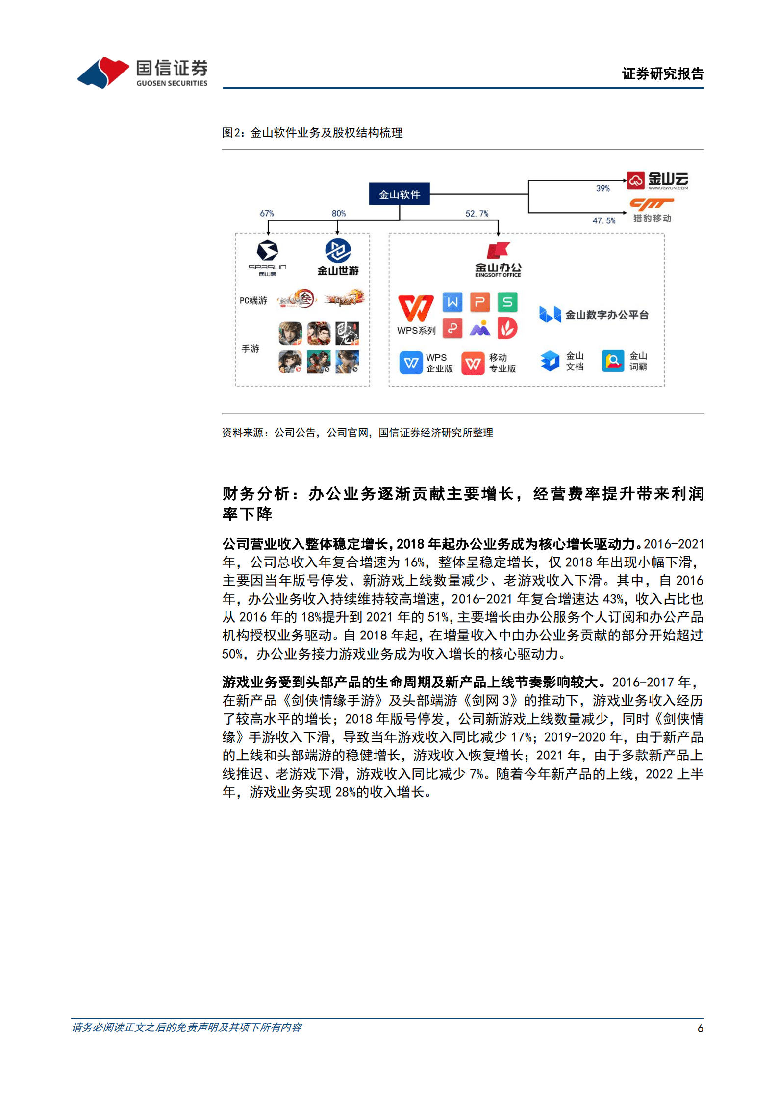 金山软件-办公龙头地位稳固，剑侠IP与新品类促游戏复苏-220930.pdf 第6页